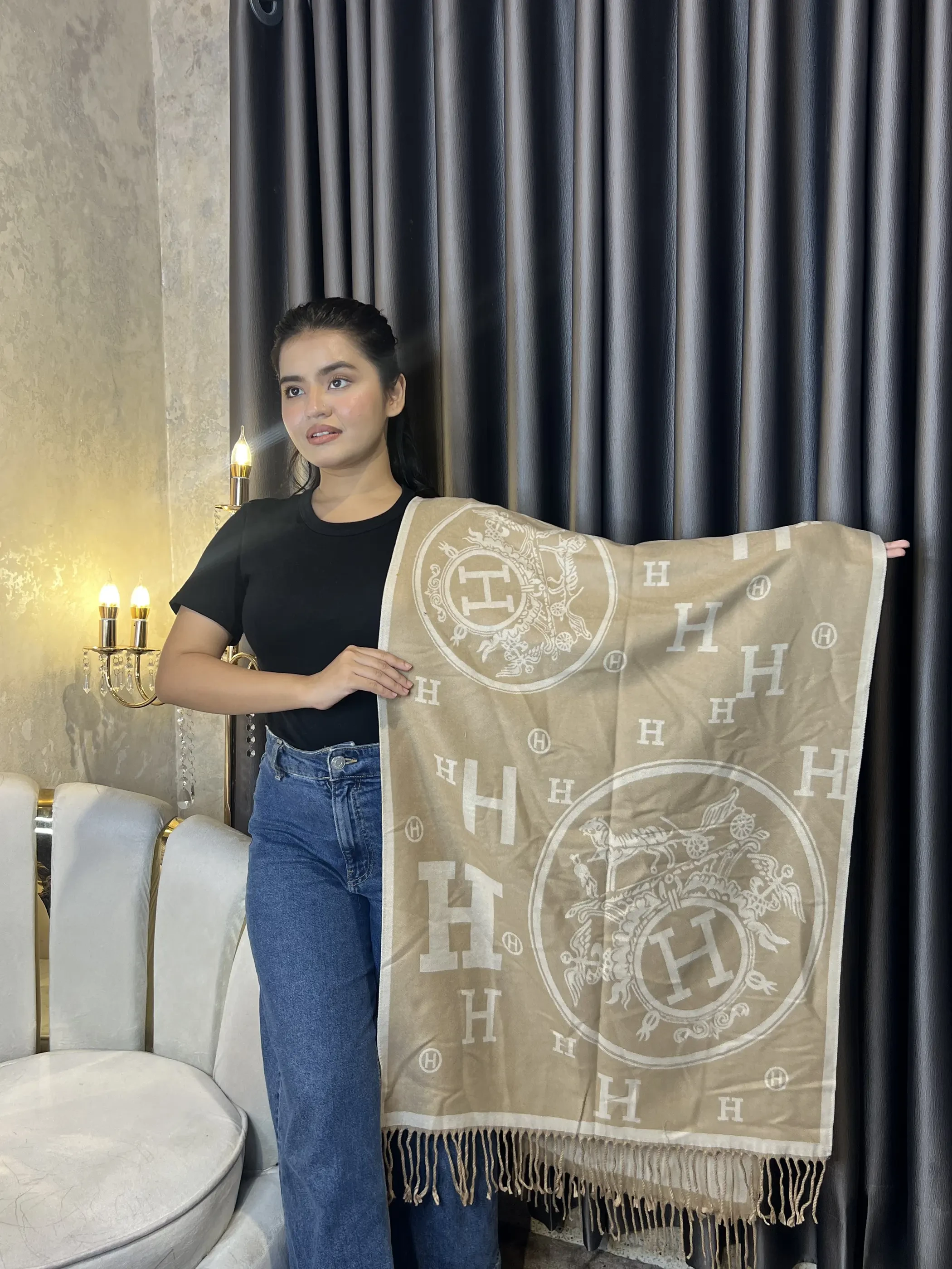 Winter Premium Shawl -HR-003 (Khaki)