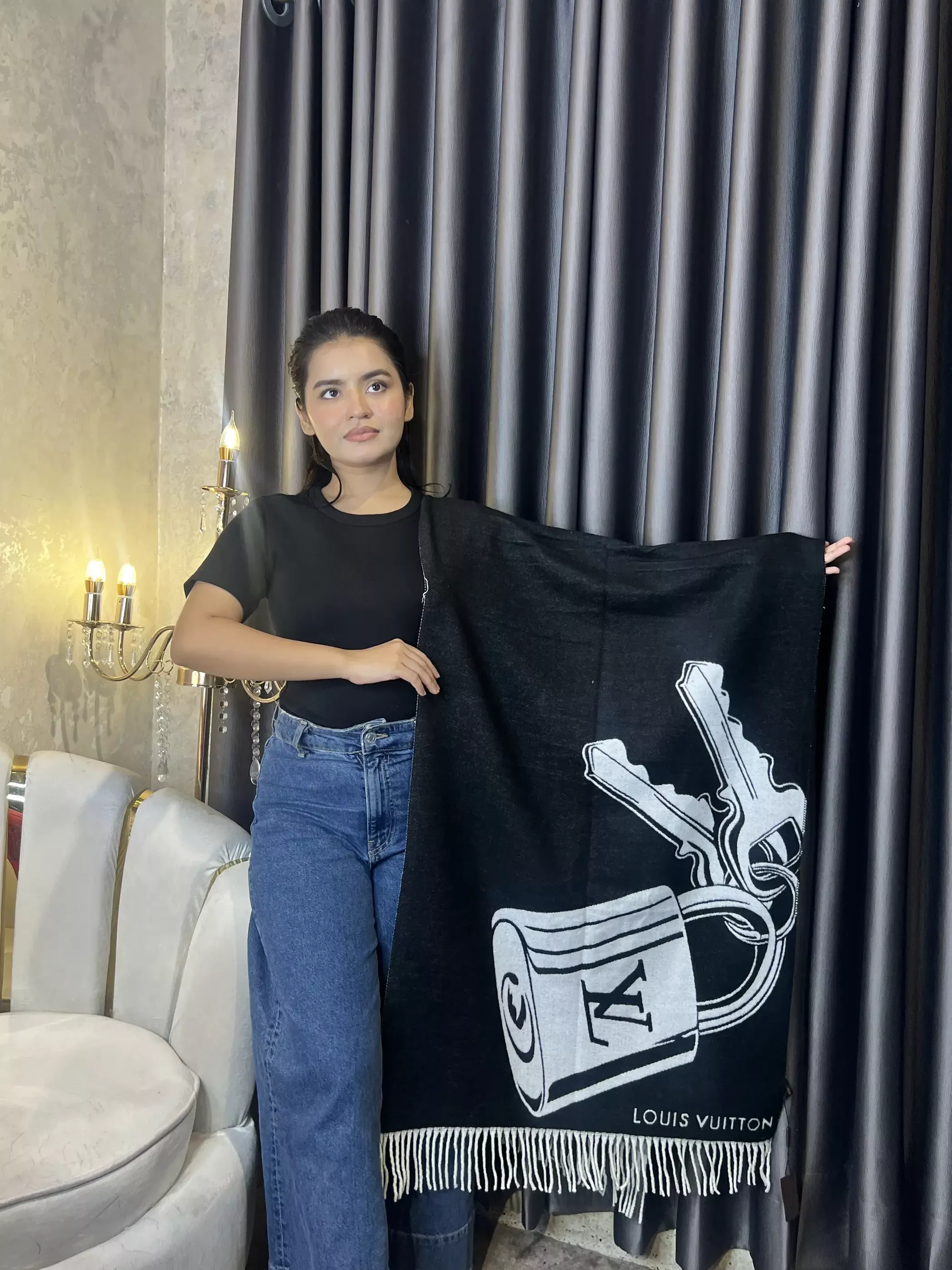 Winter Premium Shawl - LV-010 (Grey)