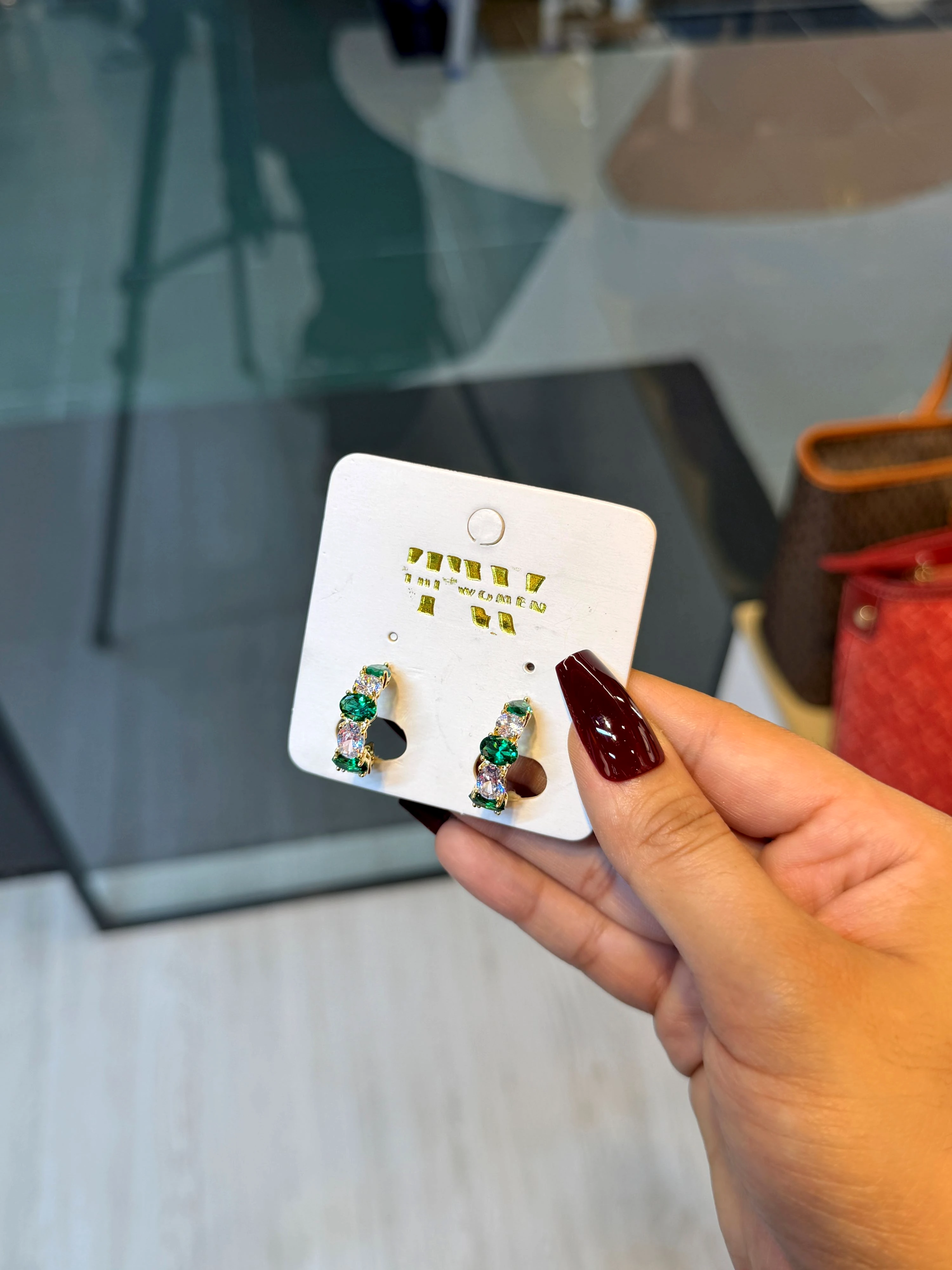 Exclusive Stone Earring- 1220341K726 (Green)