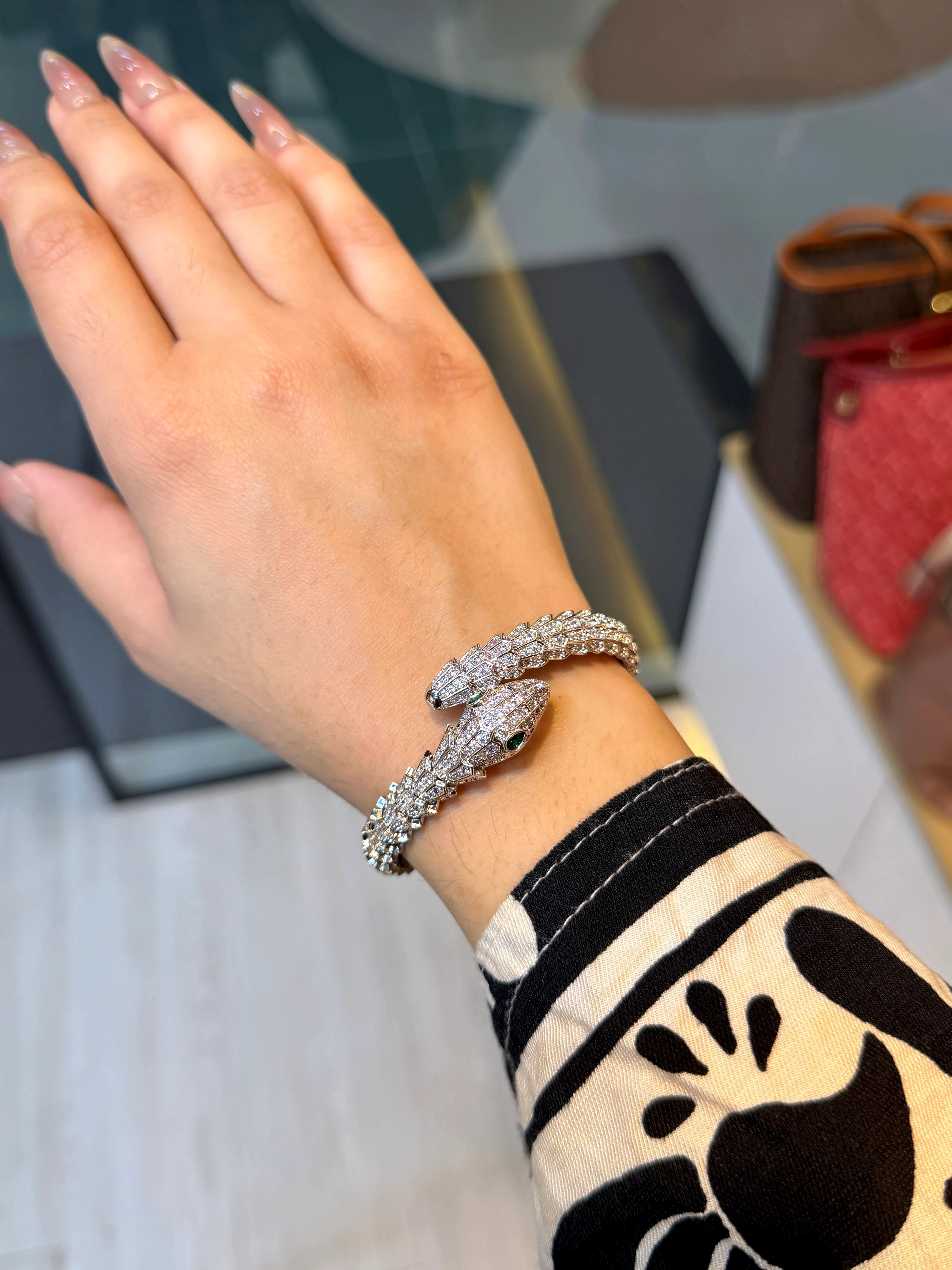 Zircon Stone Imported Bangles - 9213990K081 (Silver)