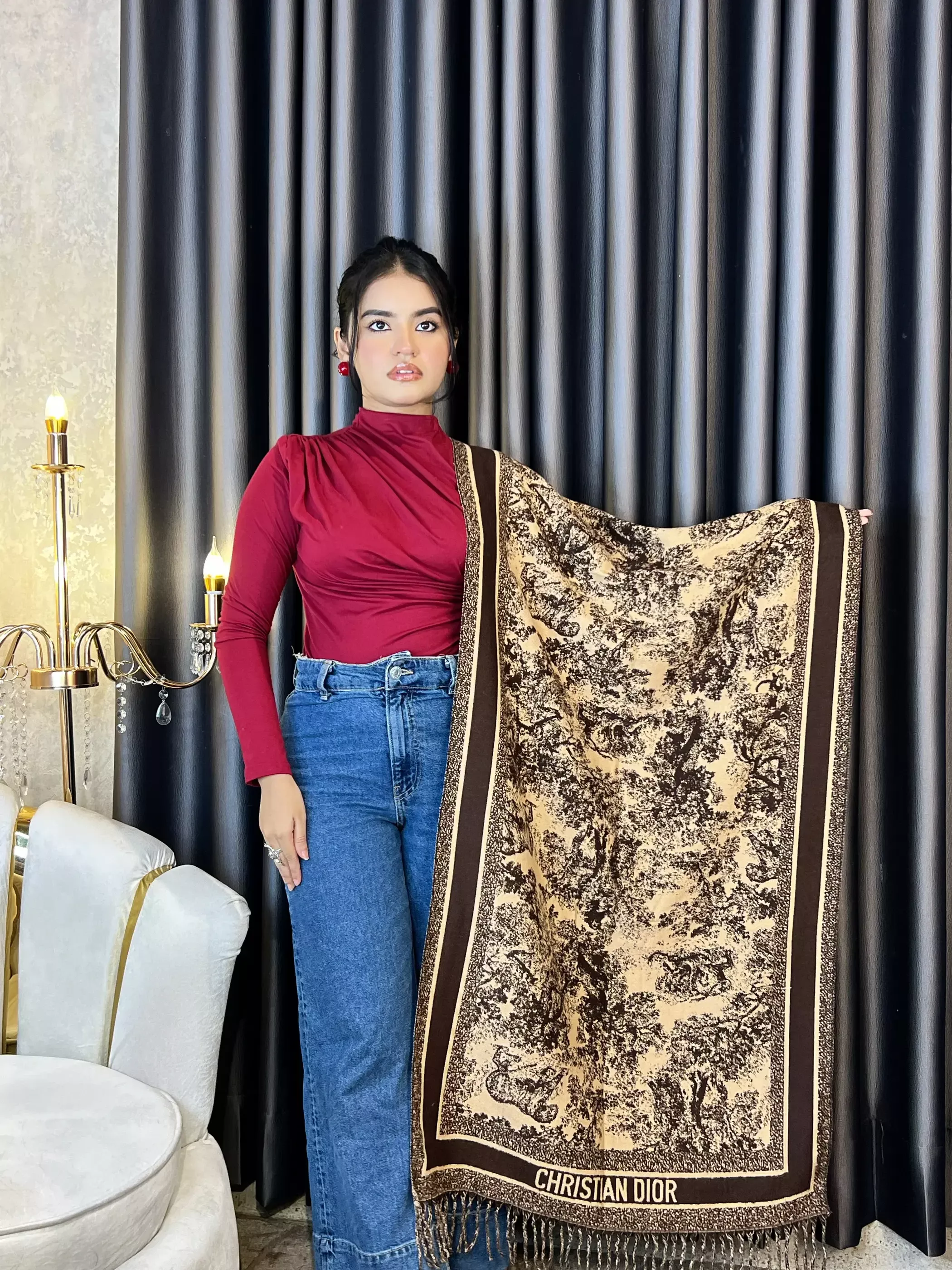 Winter Premium Shawl - CDR-006 (Coffee)