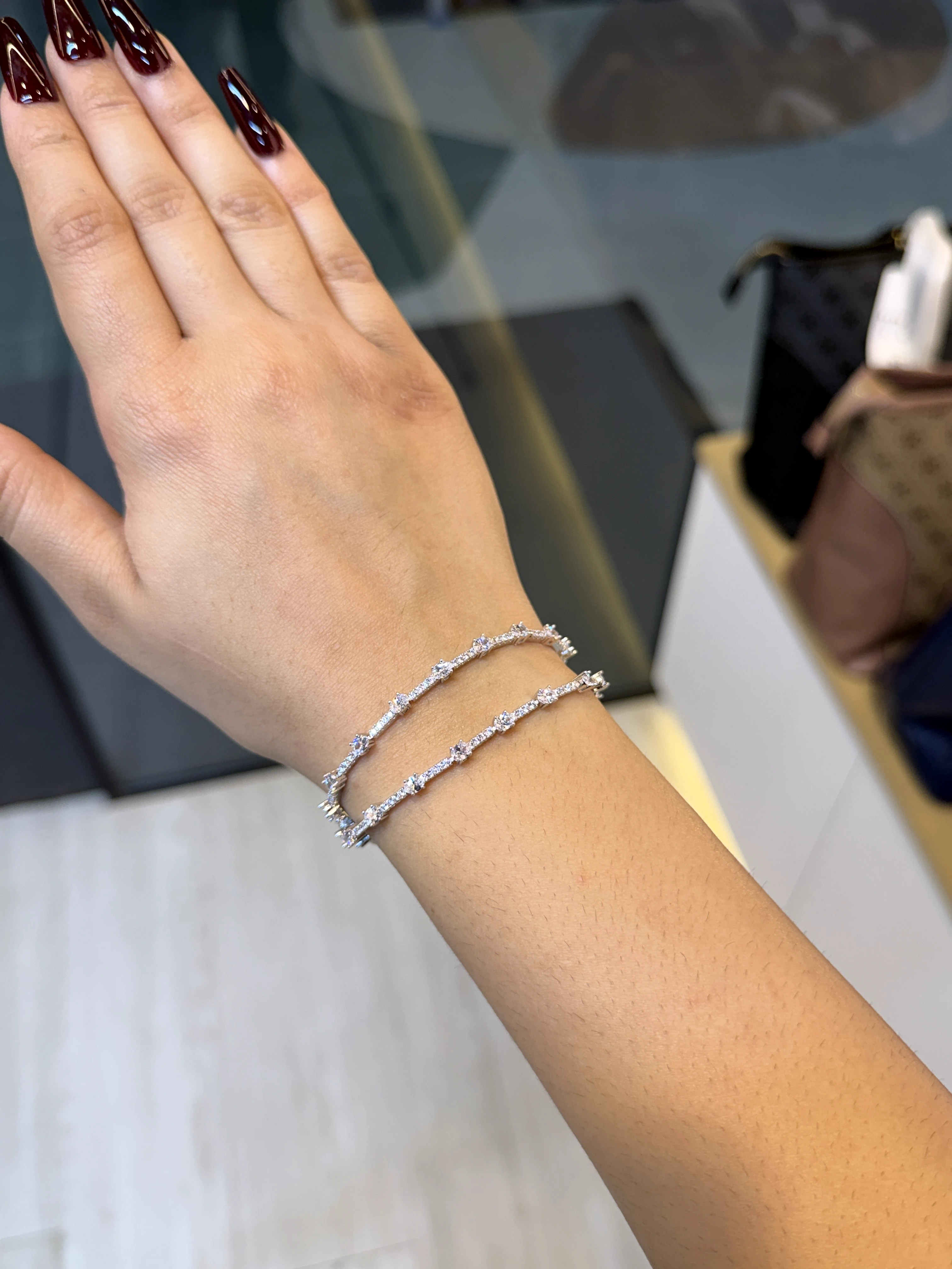 Premium Zircon Stone Bracelet - 9213318K101 (Silver)