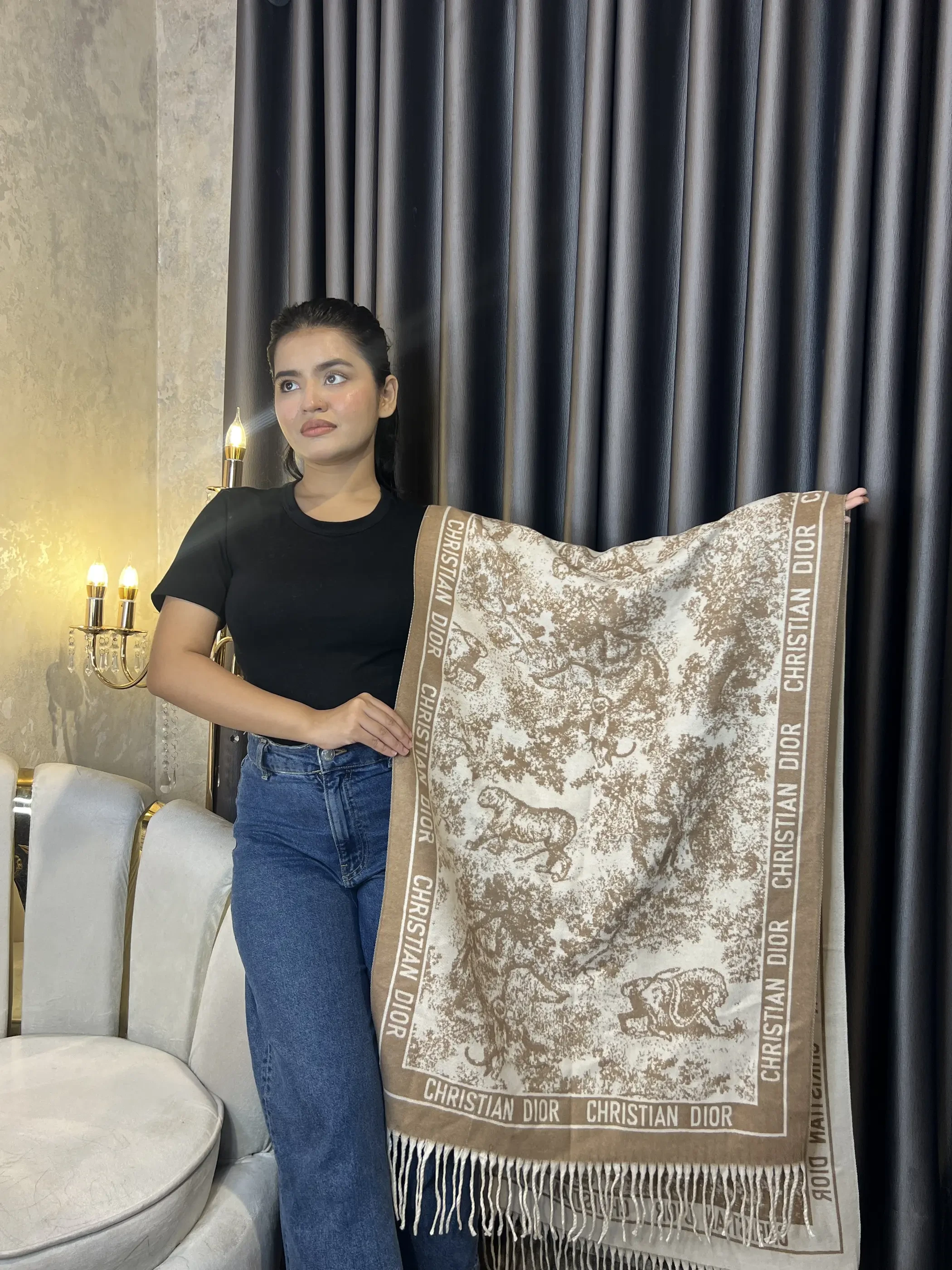 Winter Premium Shawl - CDR-007 (Beige)