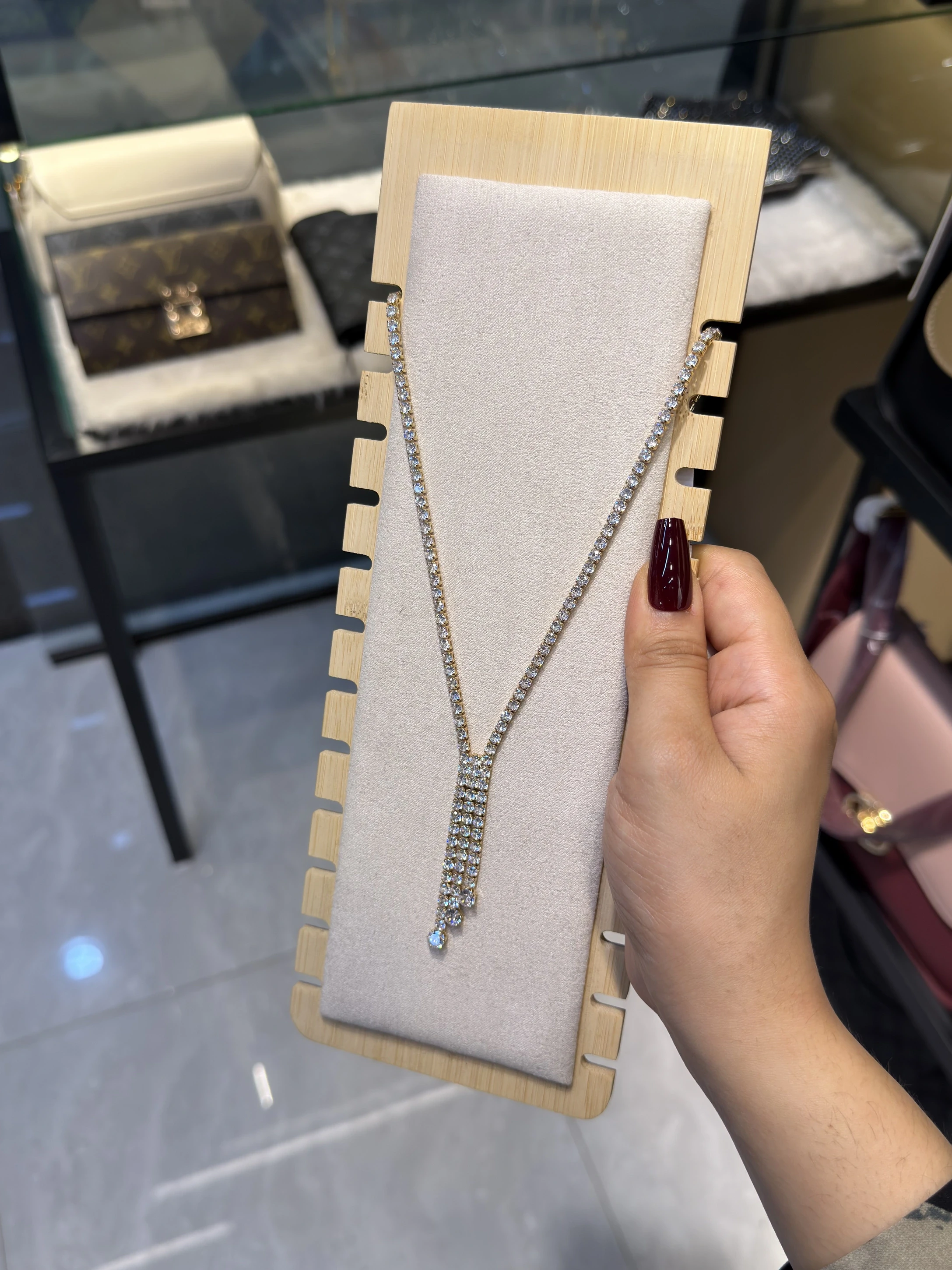 Premium Zircon Stone Necklace-9609 (Golden)