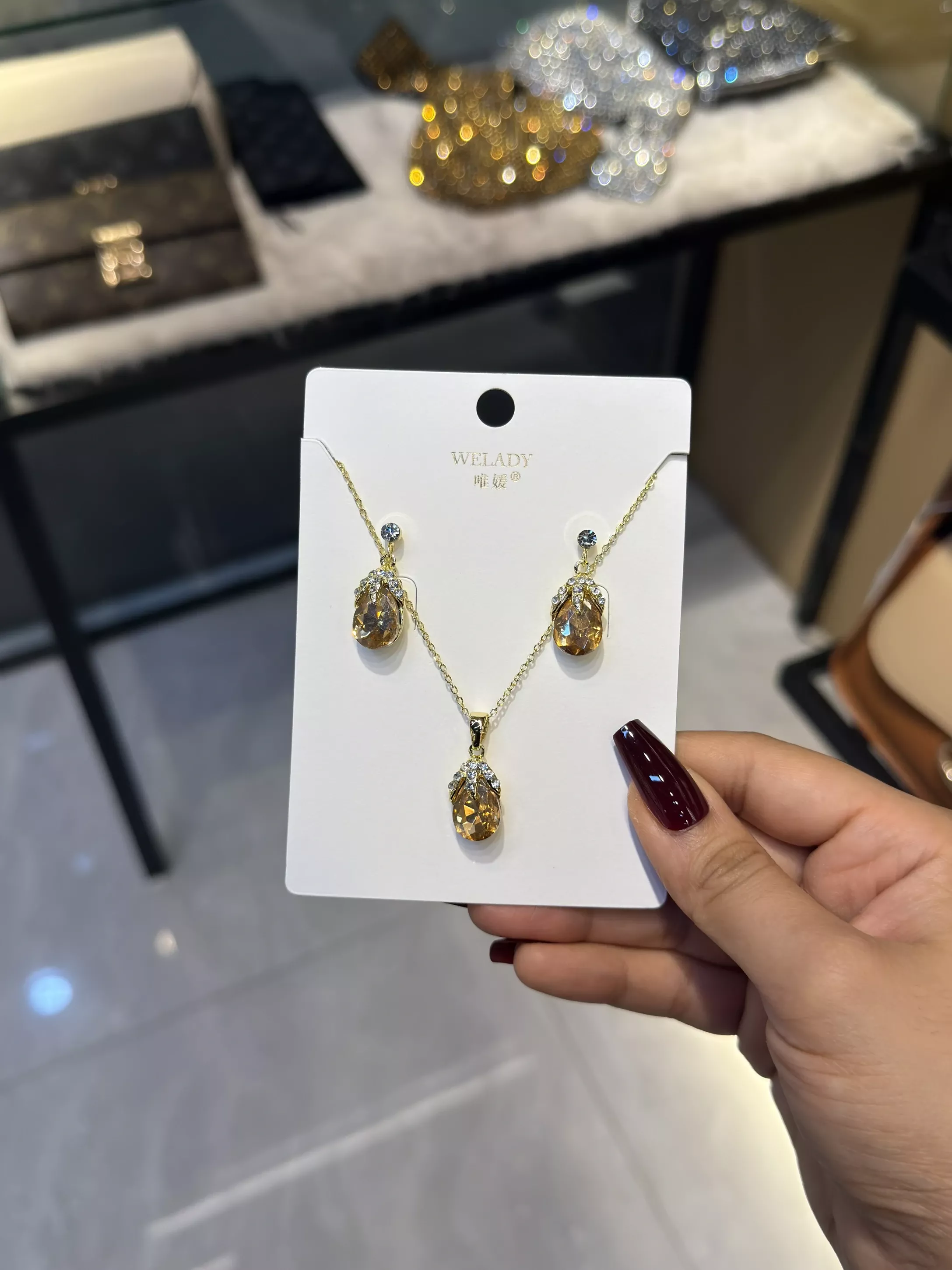 Exclusive Necklace Set – NKS-55 (Light Brown)