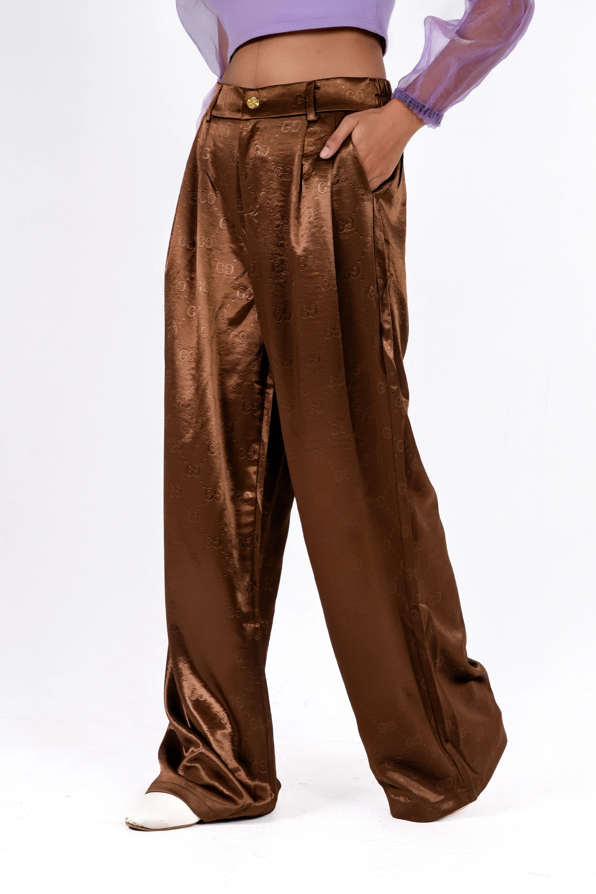 Imported Wide-Leg Palazzo Pant - 558-1 (Bronze)