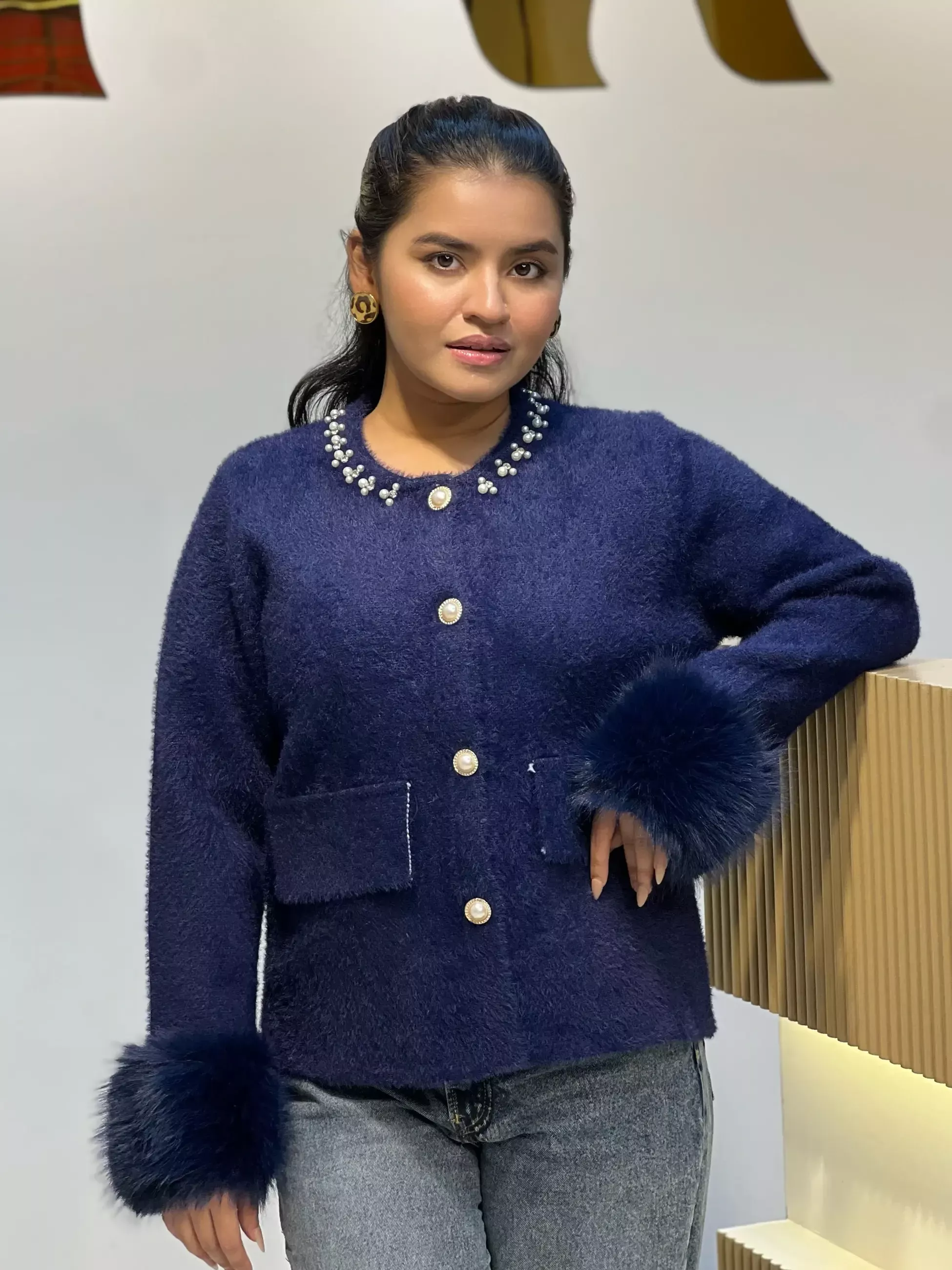 Korean Inspired Ladies Sweater-6187 (Blue)