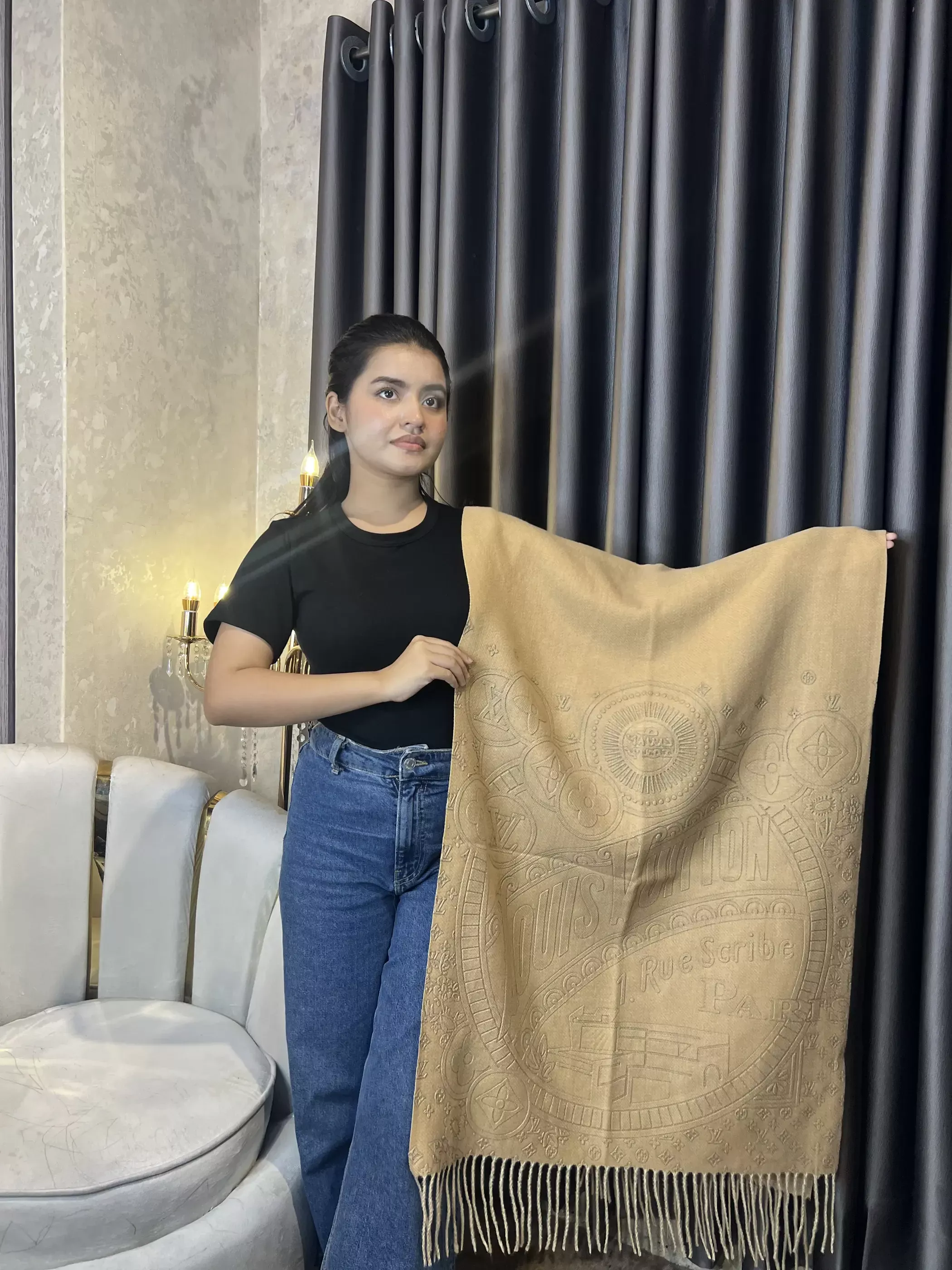 Winter Premium Shawl - LV-011 (Khaki)