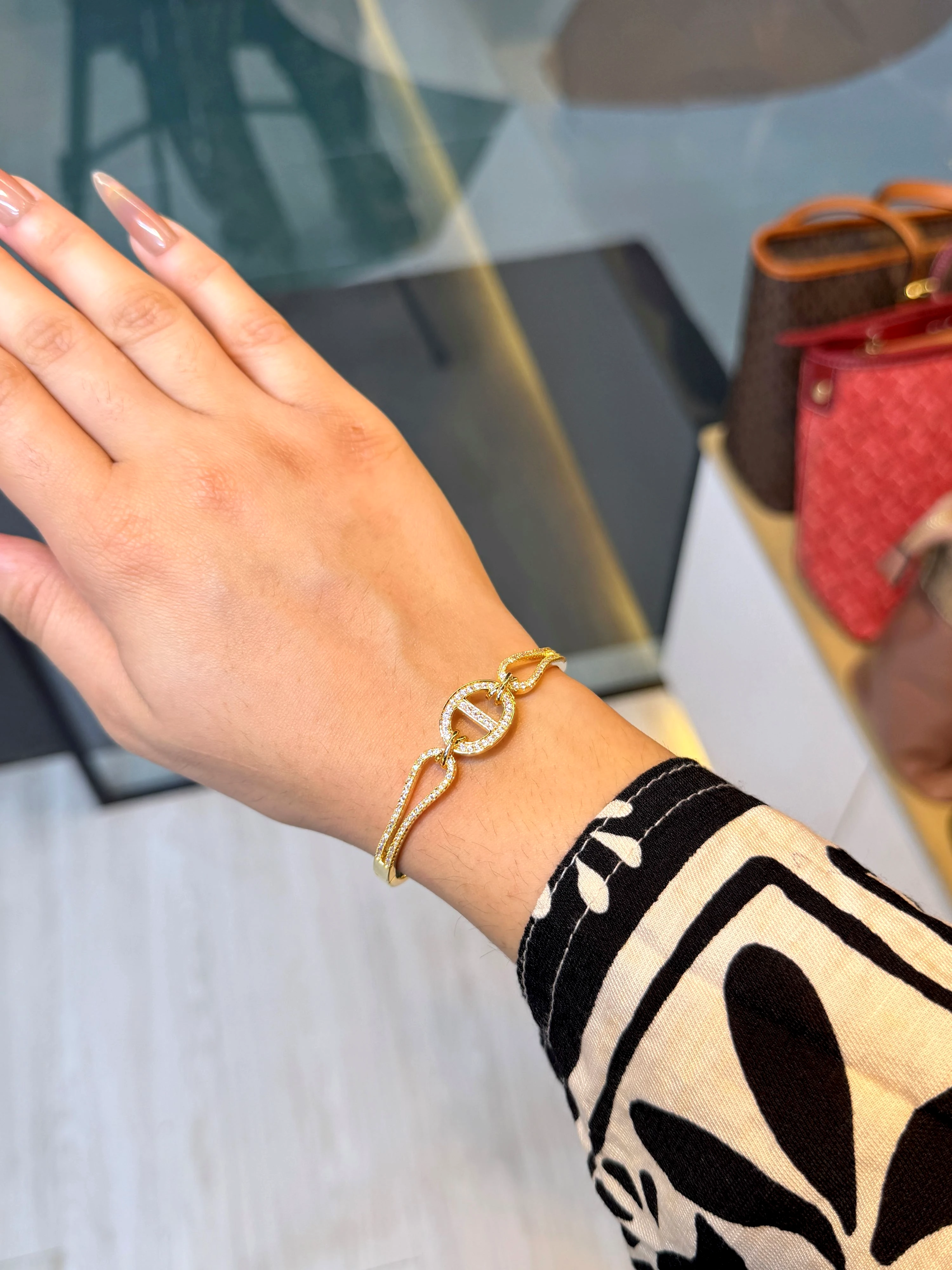Zircon Stone Imported Bangles - 9212514K011 (Golden)