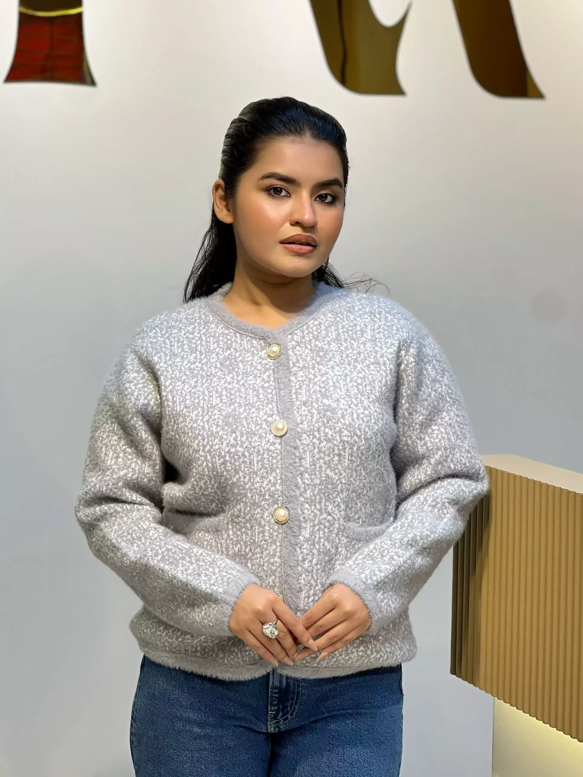 Korean Inspired Ladies Sweater-6171 (Grey)