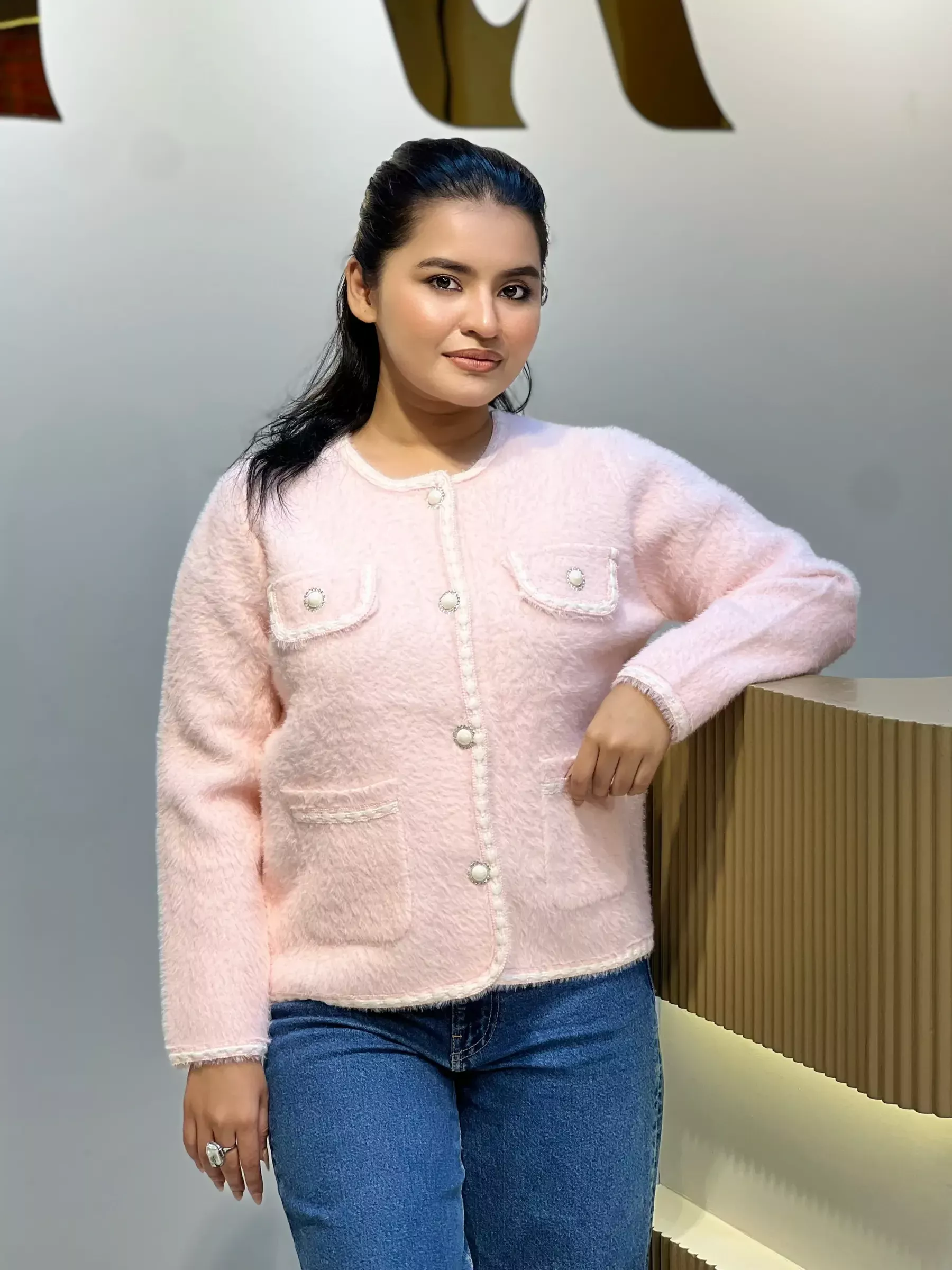 Korean Inspired Ladies Sweater-6113 (Pink)