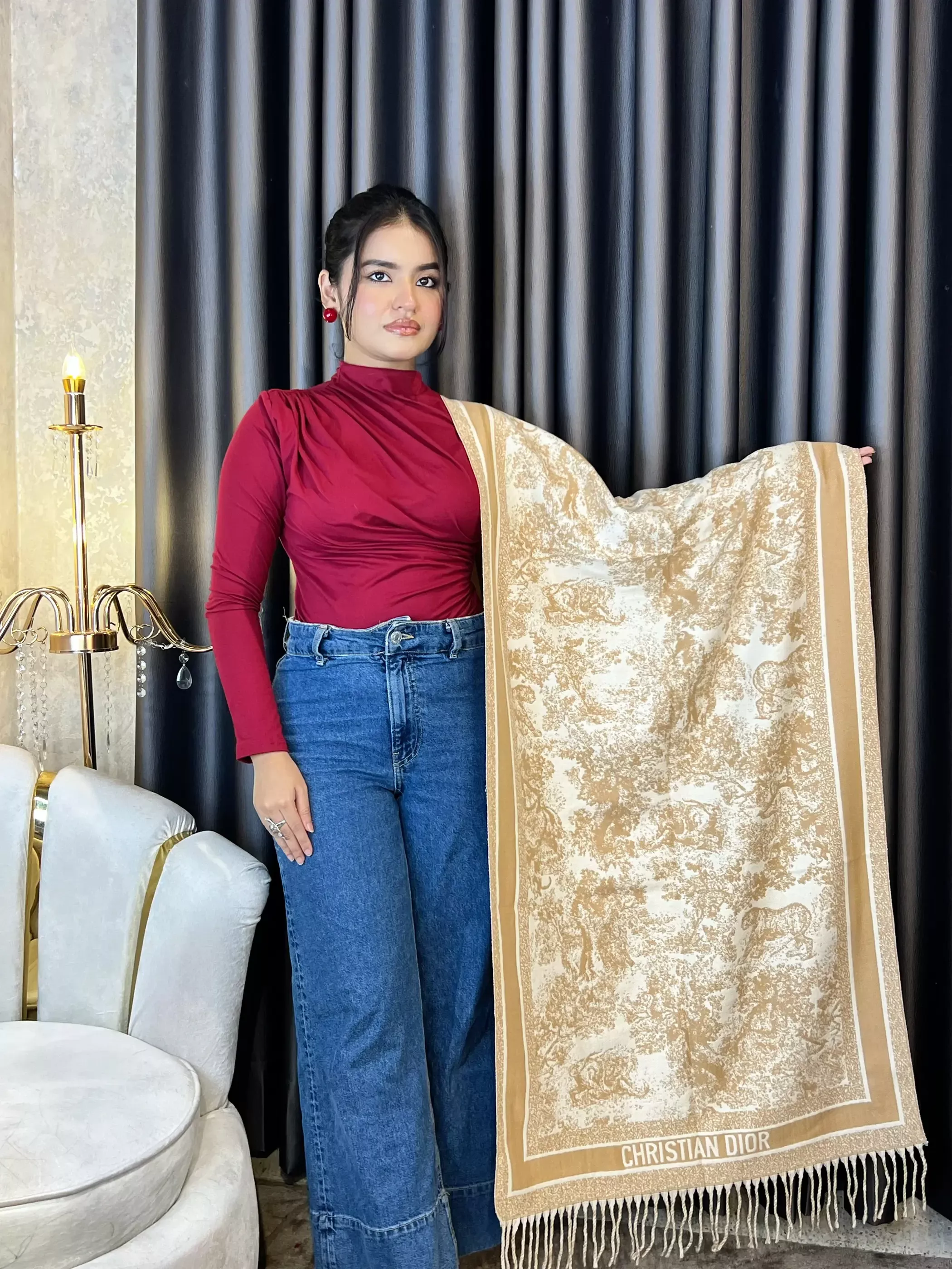 Winter Premium Shawl - CDR-006 (Khaki)