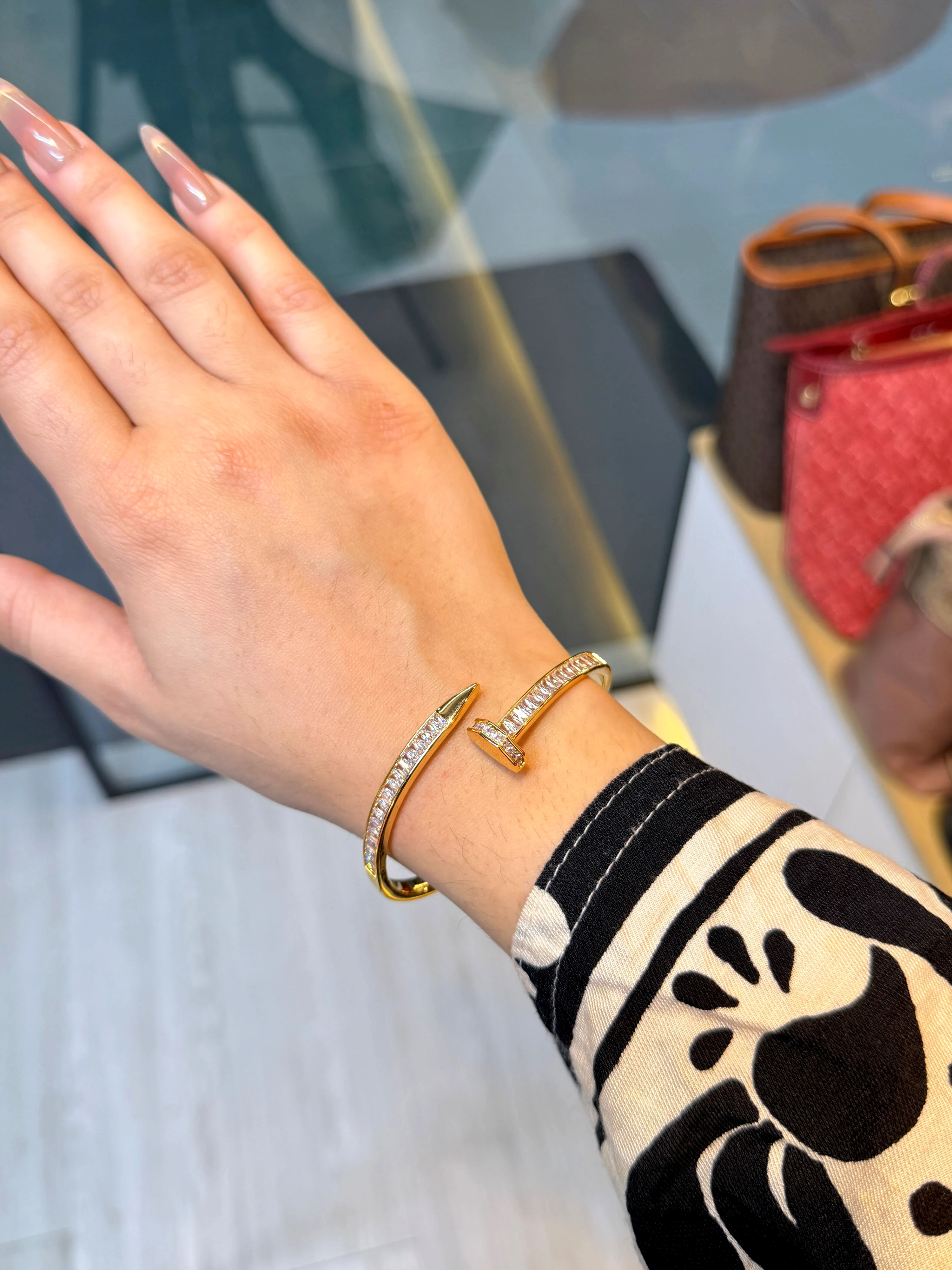 Zircon Stone Imported Bangles - 9111034K001 (Golden)