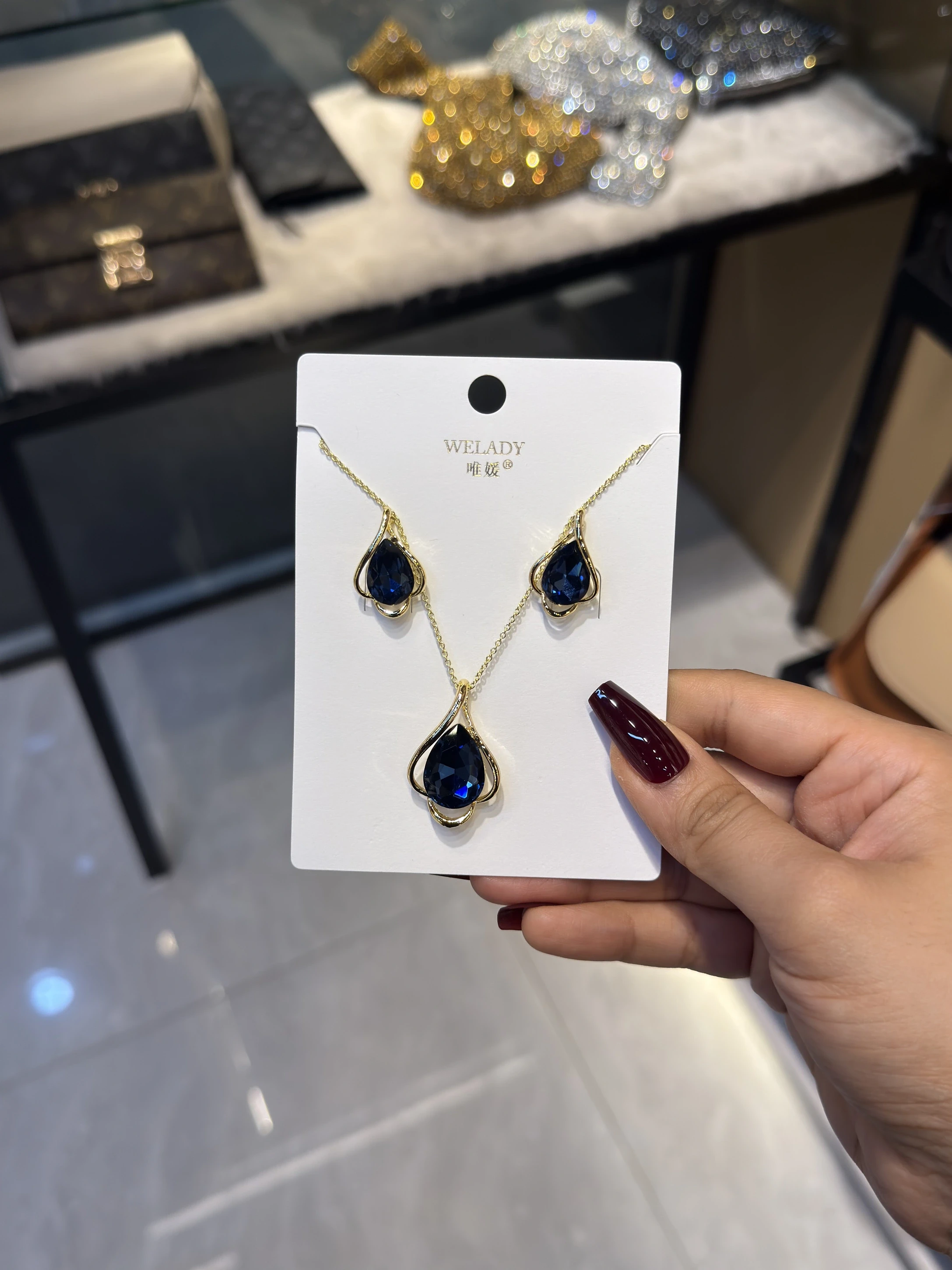 Exclusive Necklace Set – NKS-22 (Dark Blue)