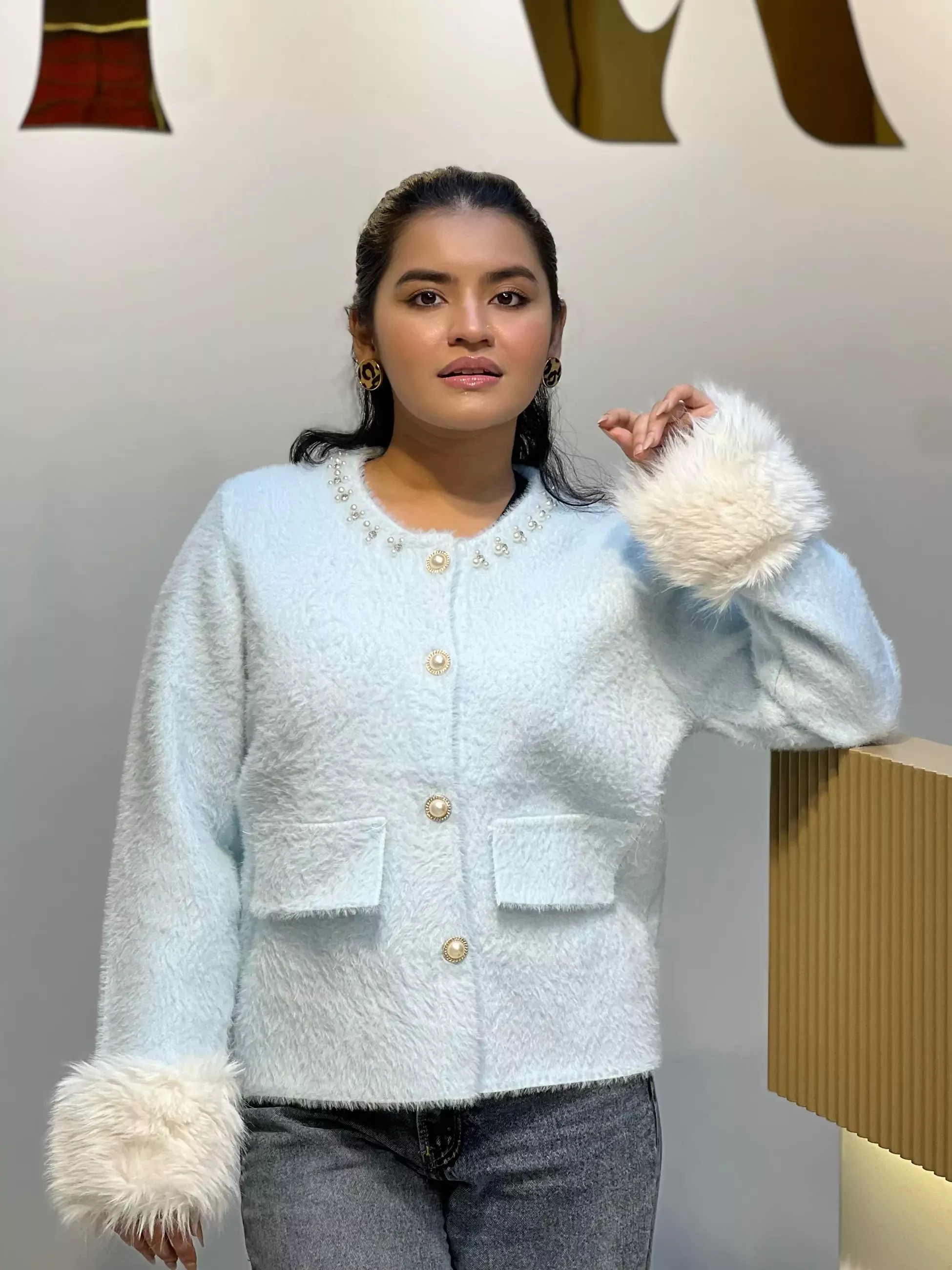 Korean Inspired Ladies Sweater-6187 (Sky)