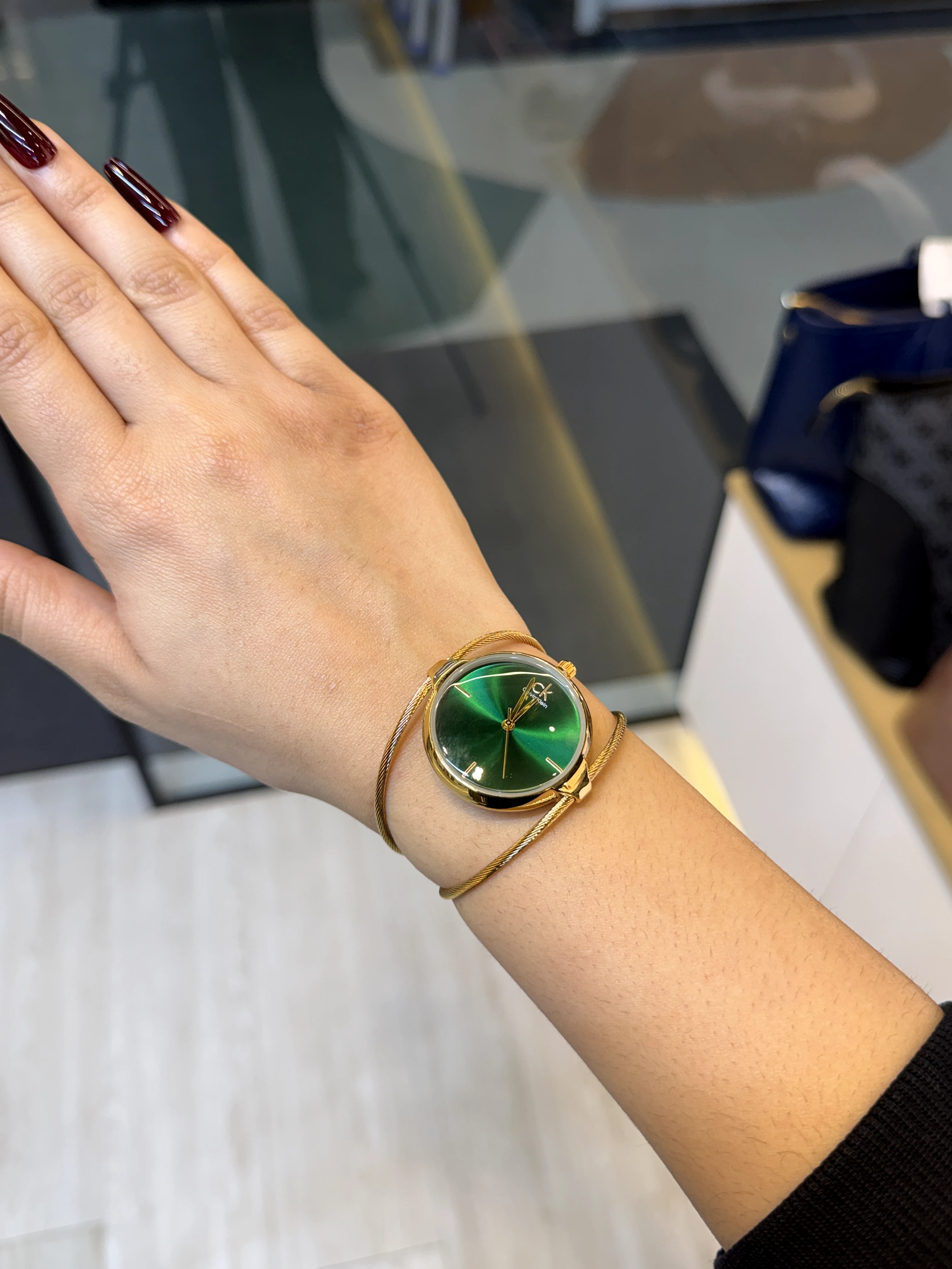 High-End Stainless Steel Watch CK-003 (Green/Gold)