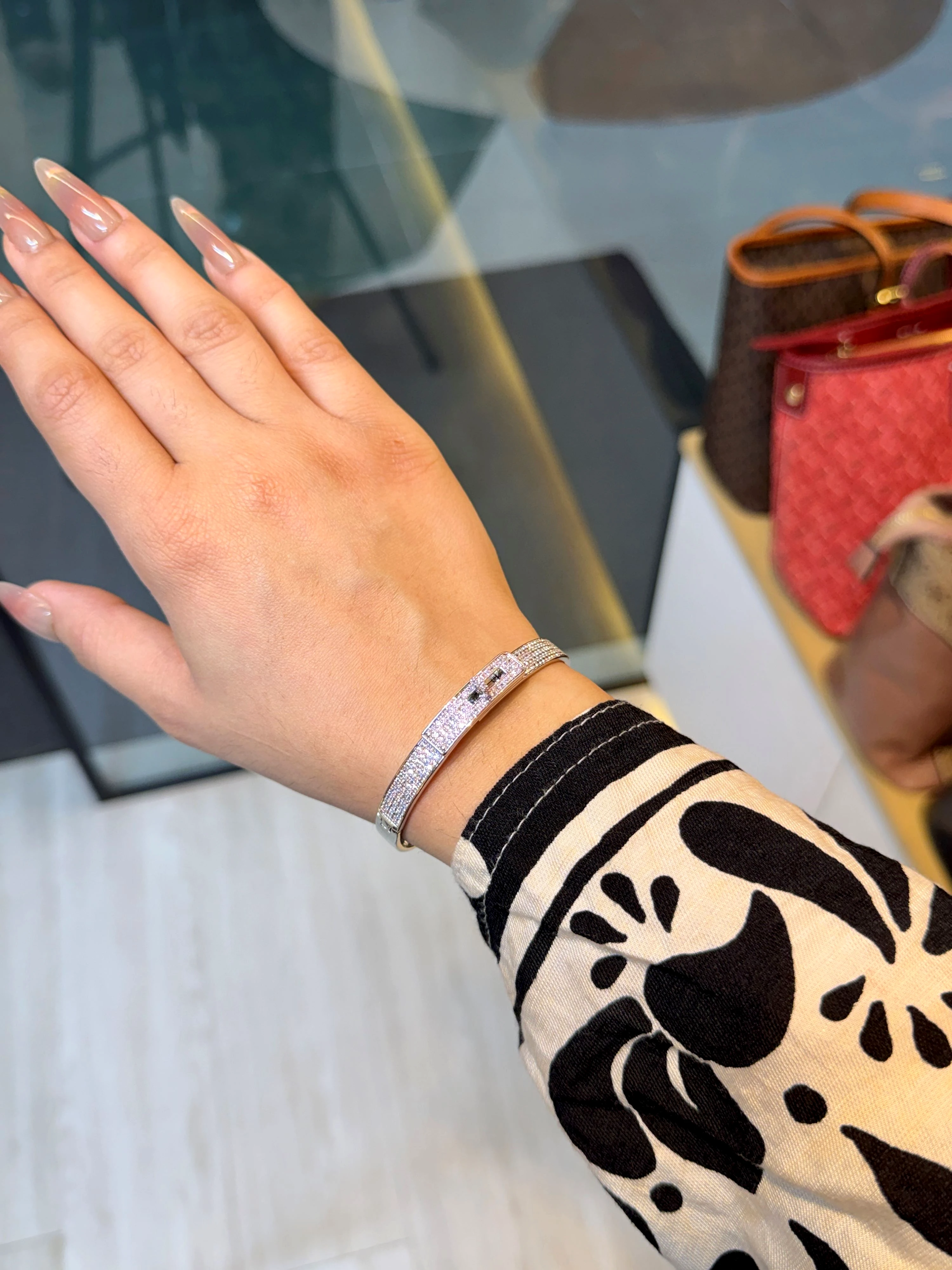 Zircon Stone Imported Bangles - 9213742K811 (Silver)