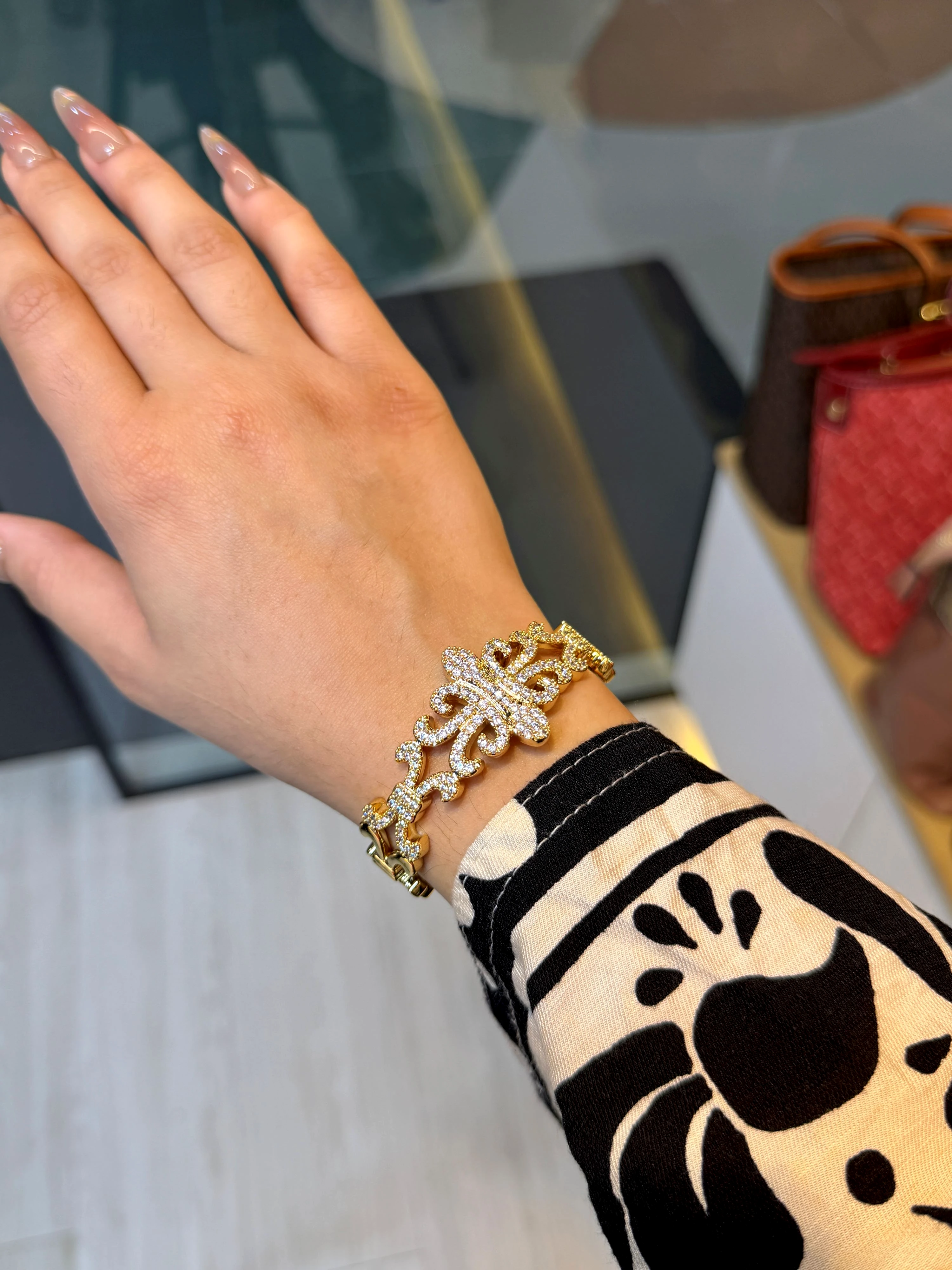 Zircon Stone Imported Bangles - 9109743K006 (Golden)