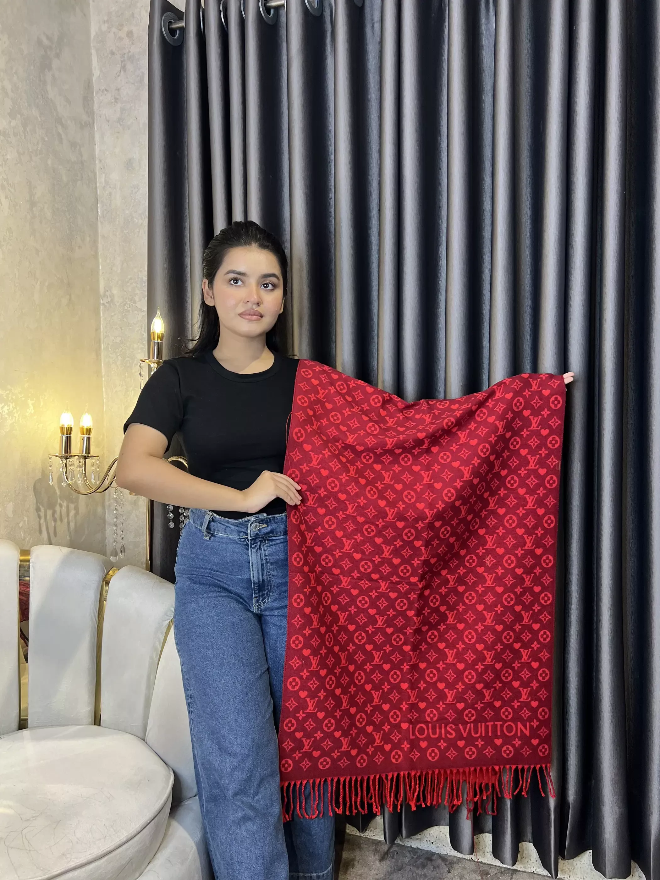 Winter Premium Shawl - LV-007 (Red)