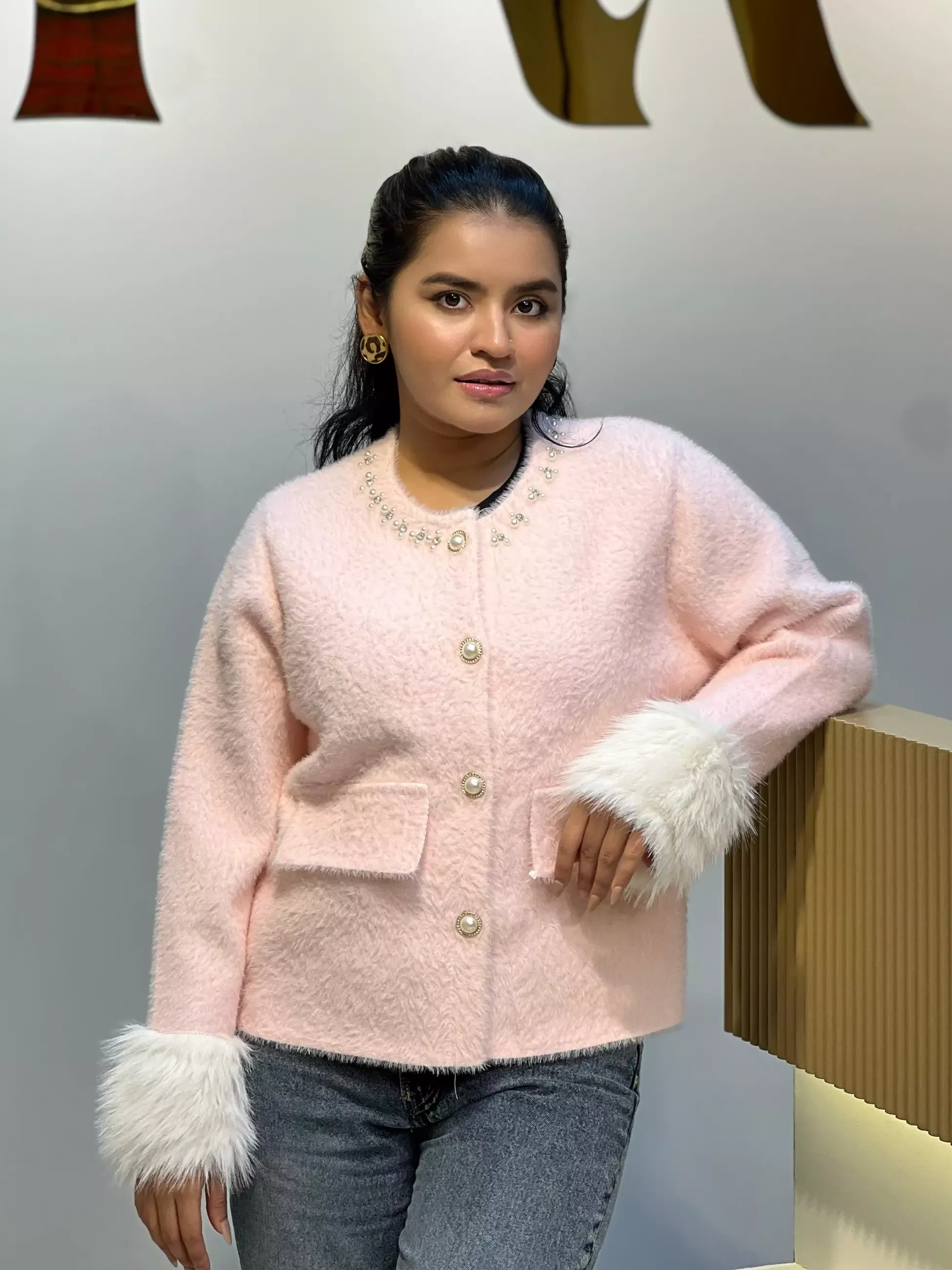 Korean Inspired Ladies Sweater-6187 (Pink)