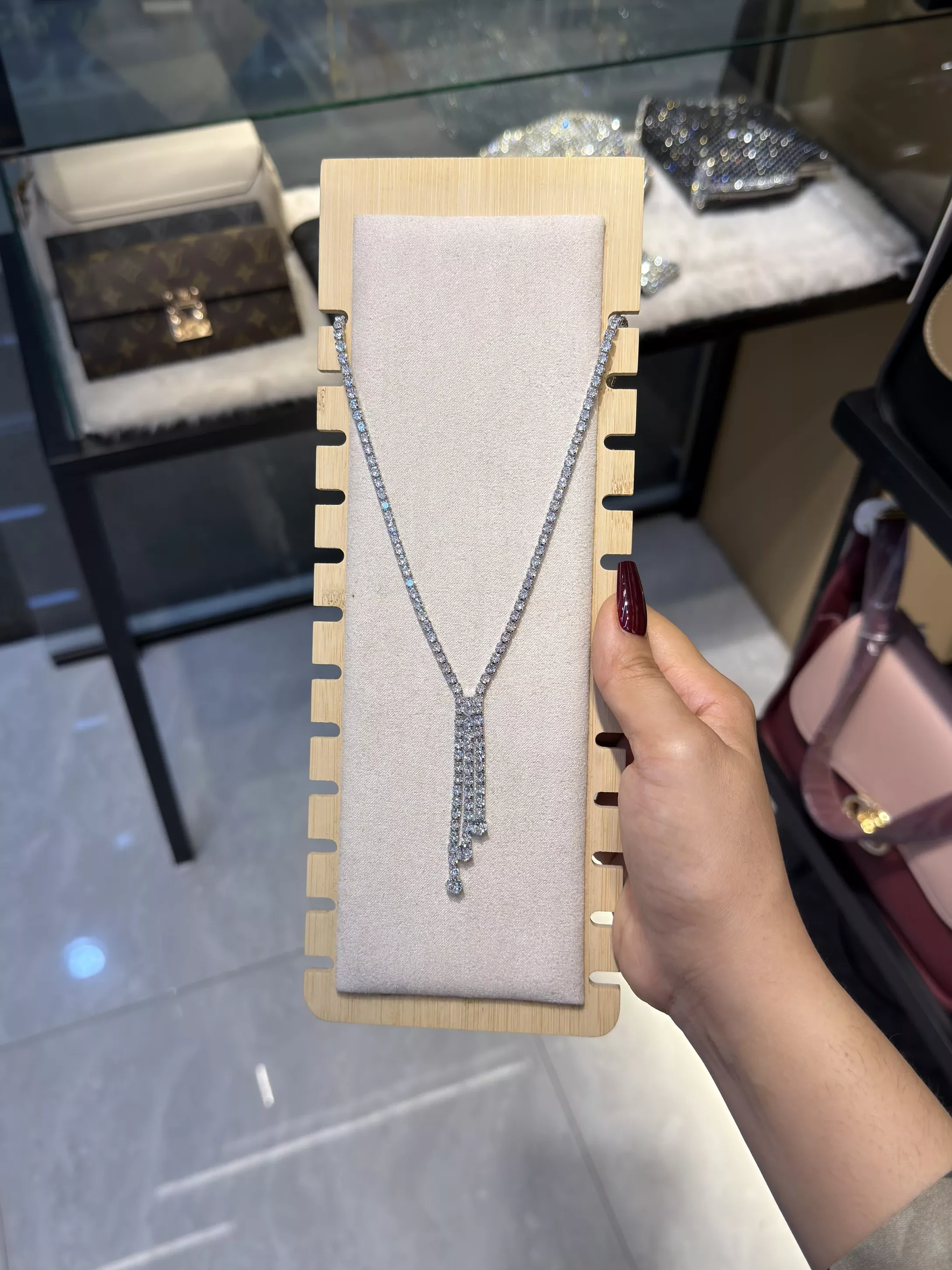 Premium Zircon Stone Necklace-9609 (Silver)