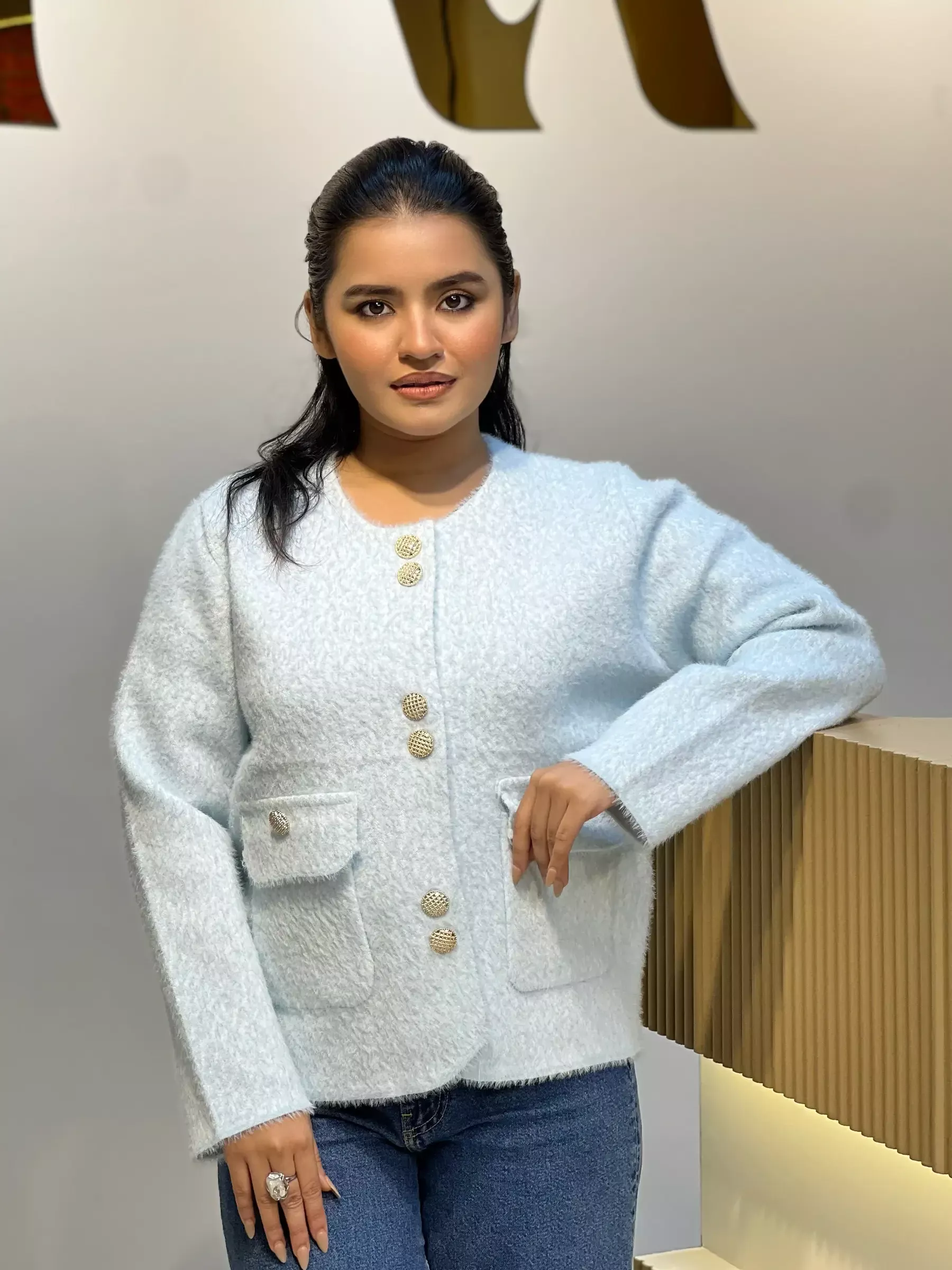 Korean Inspired Ladies Sweater-6189 (Sky)