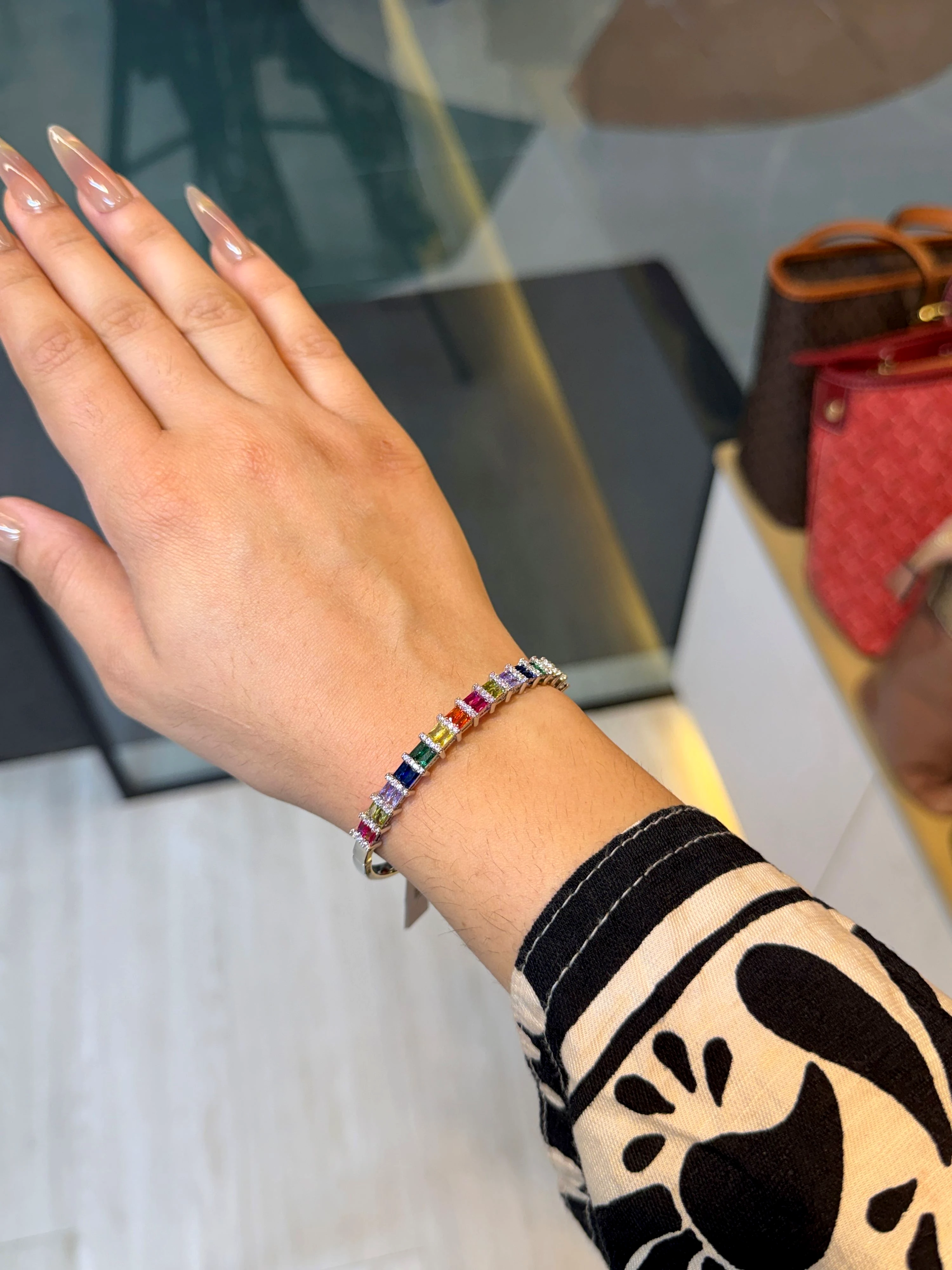 Zircon Stone Imported Bangles - 9212269k081 (Silver)