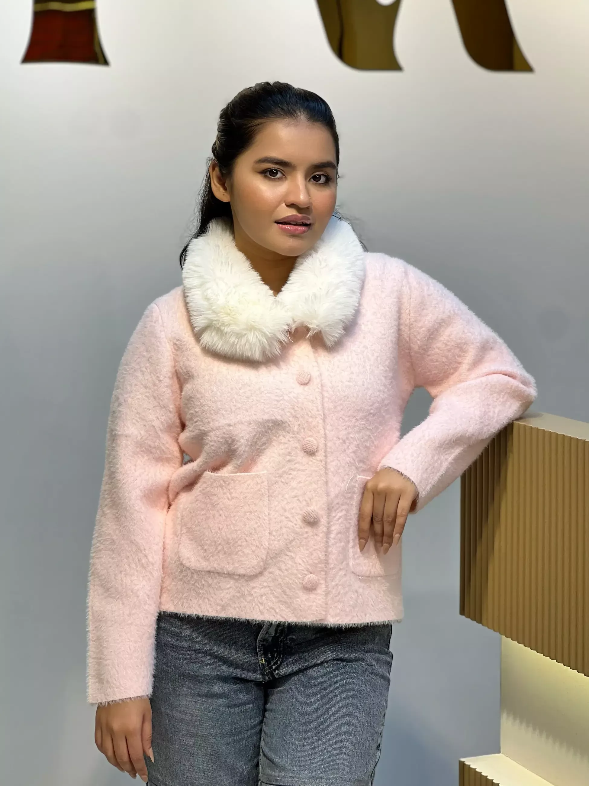 Korean Inspired Ladies Sweater-6160 (Pink)