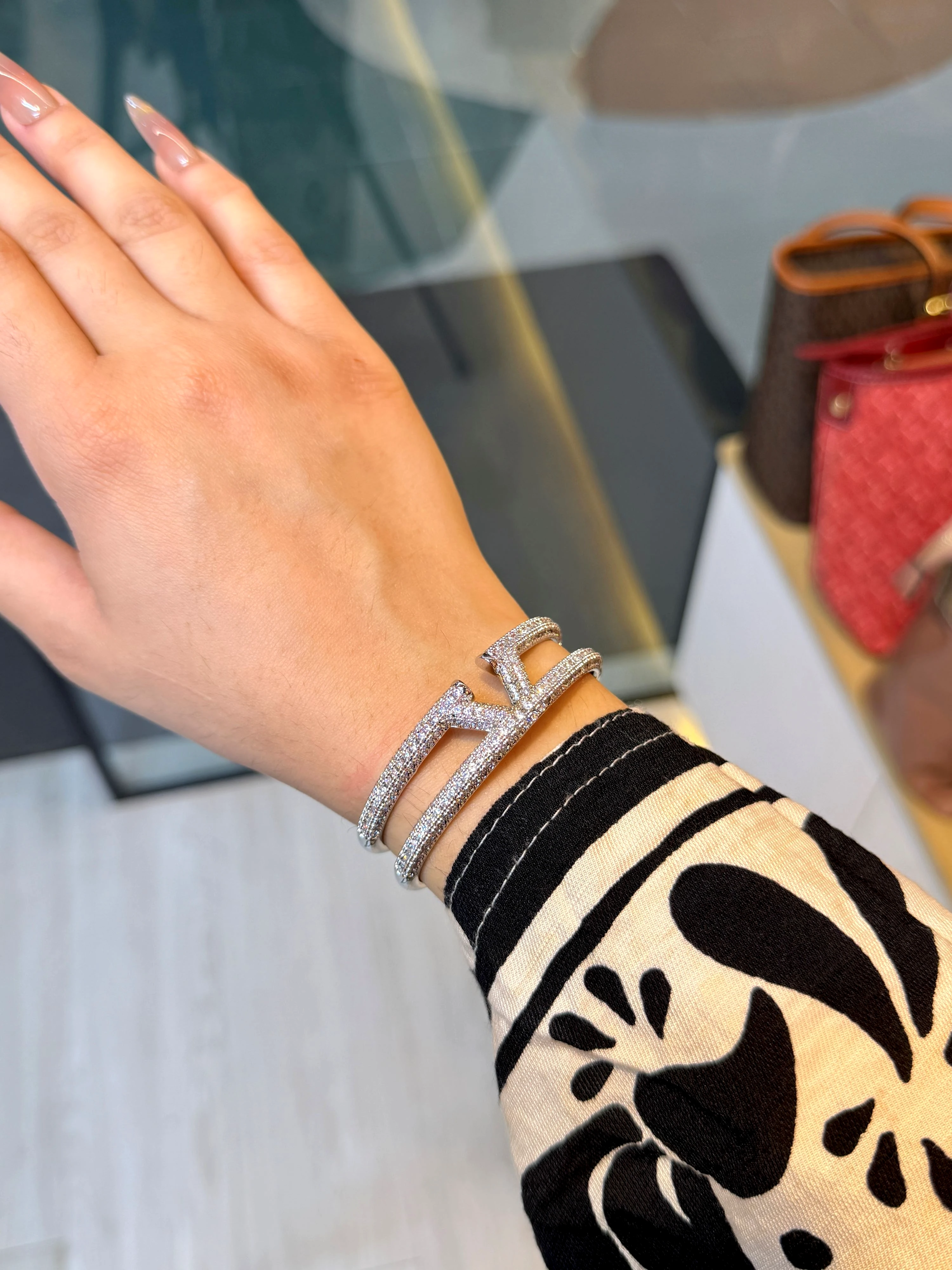 Zircon Stone Imported Bangles - 9111043K110 (Silver)