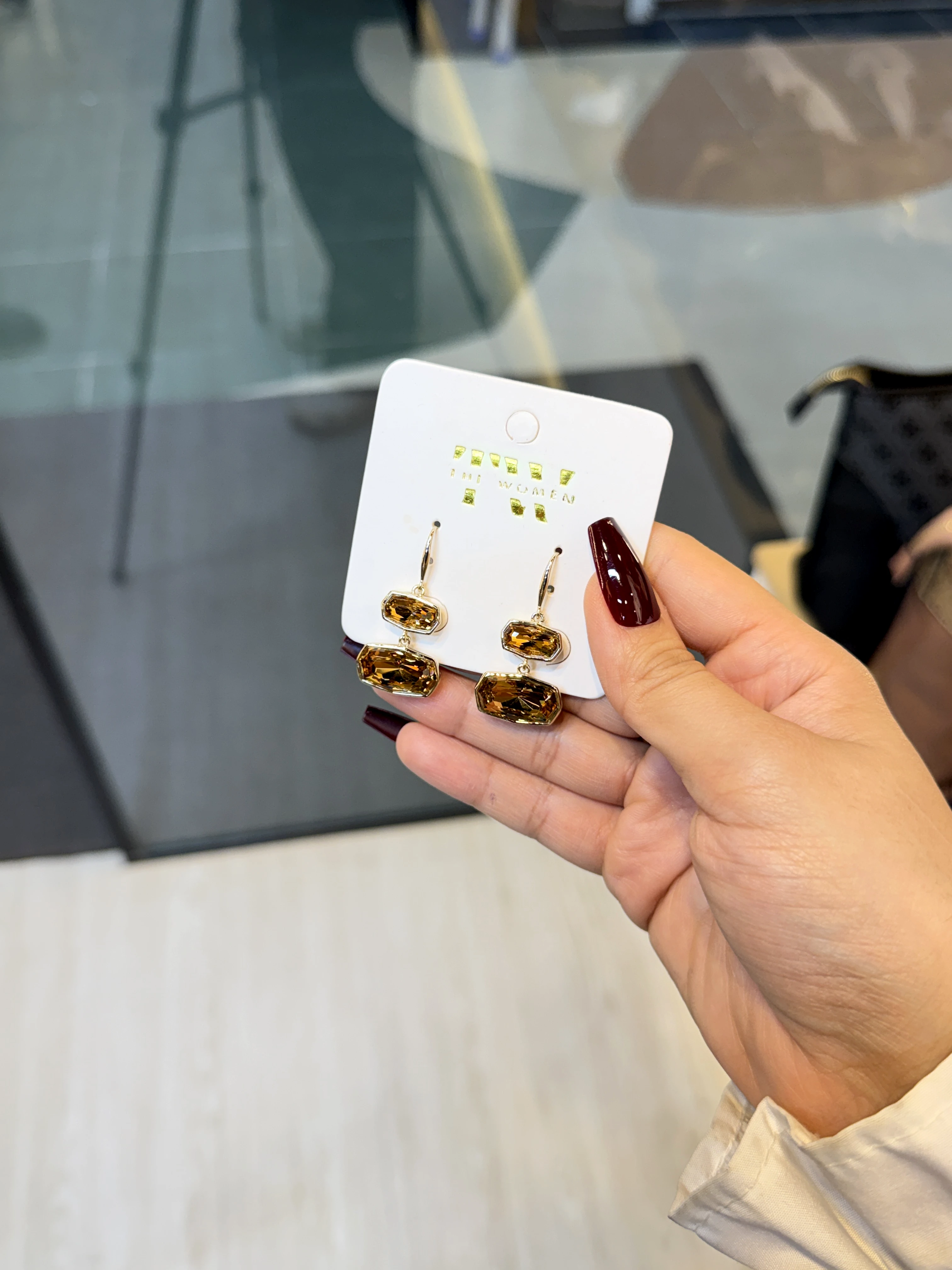 Premium Stone Earring - 1339111K307 (Brown)