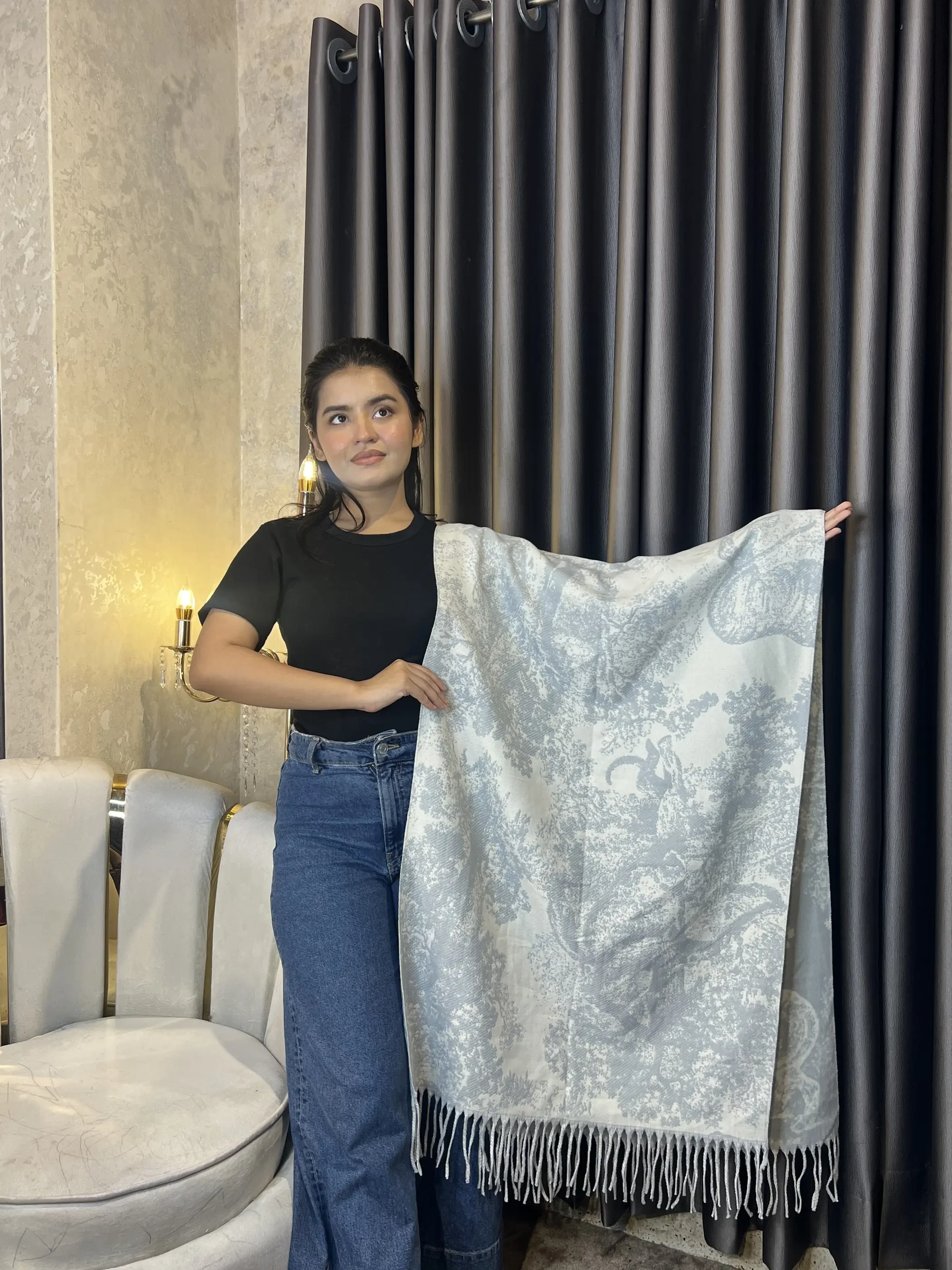 Winter Premium Shawl -CDR-004 (Sky)