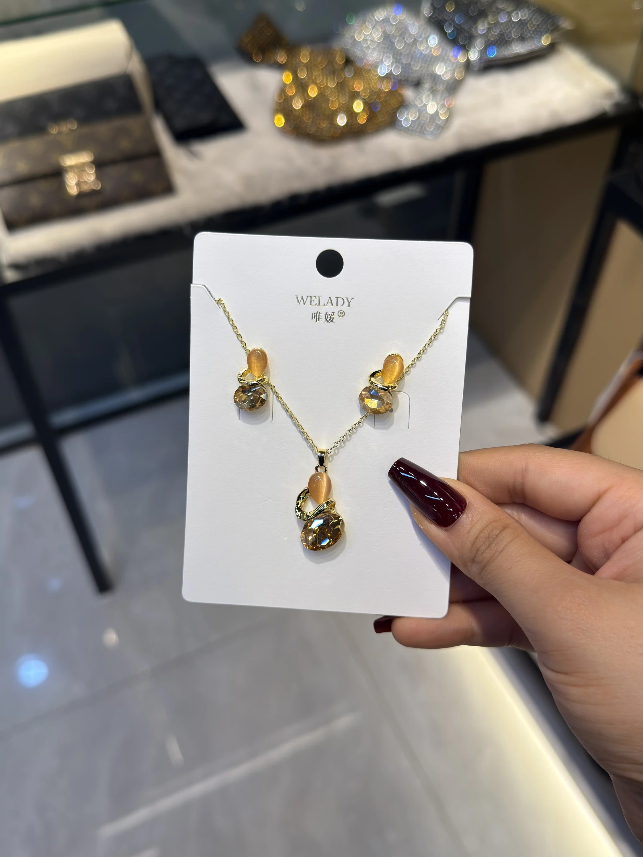 Exclusive Necklace Set – NKS-45 (Light Brown)