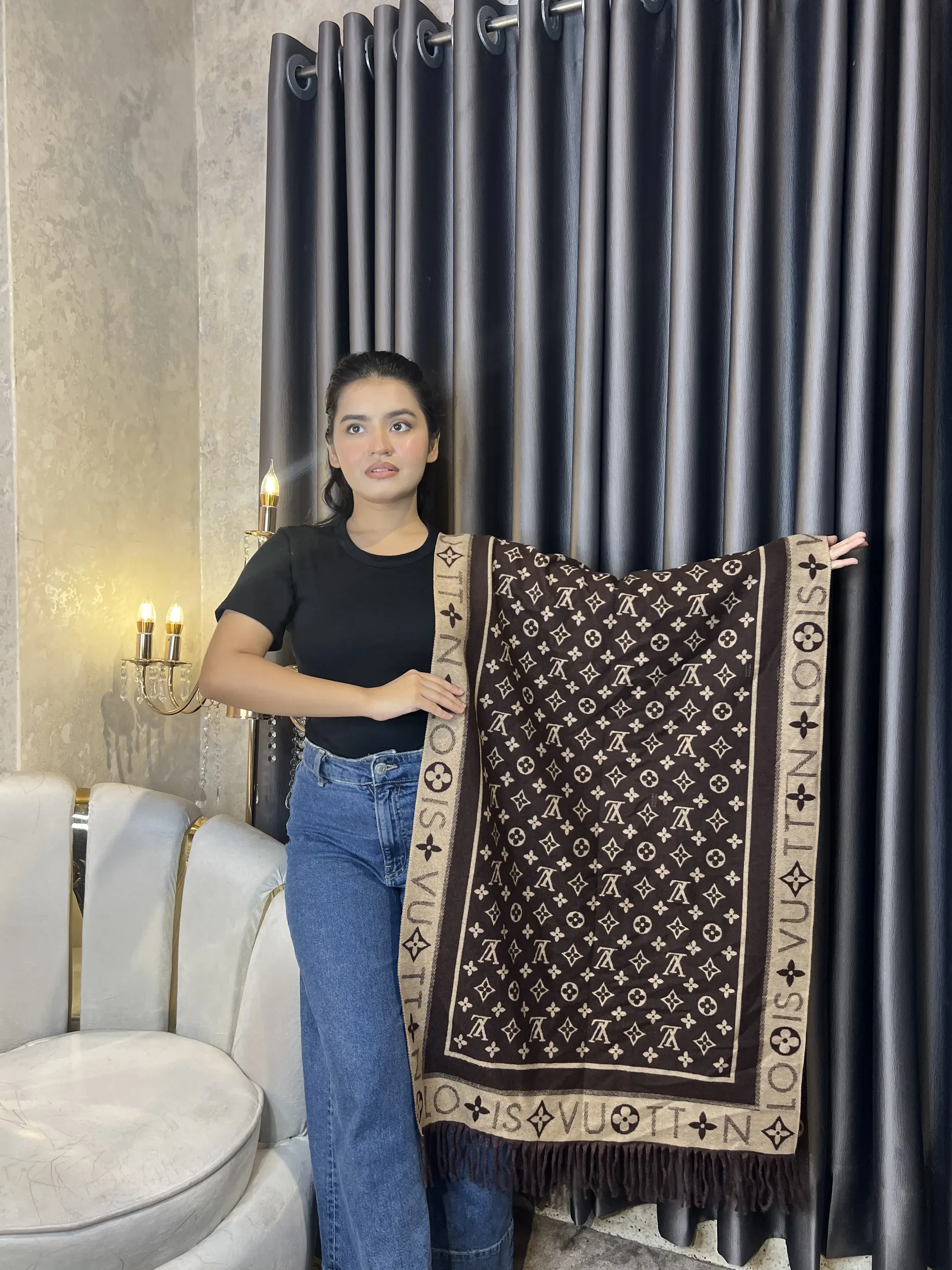 Winter Premium Shawl - LV-013 (Brown)