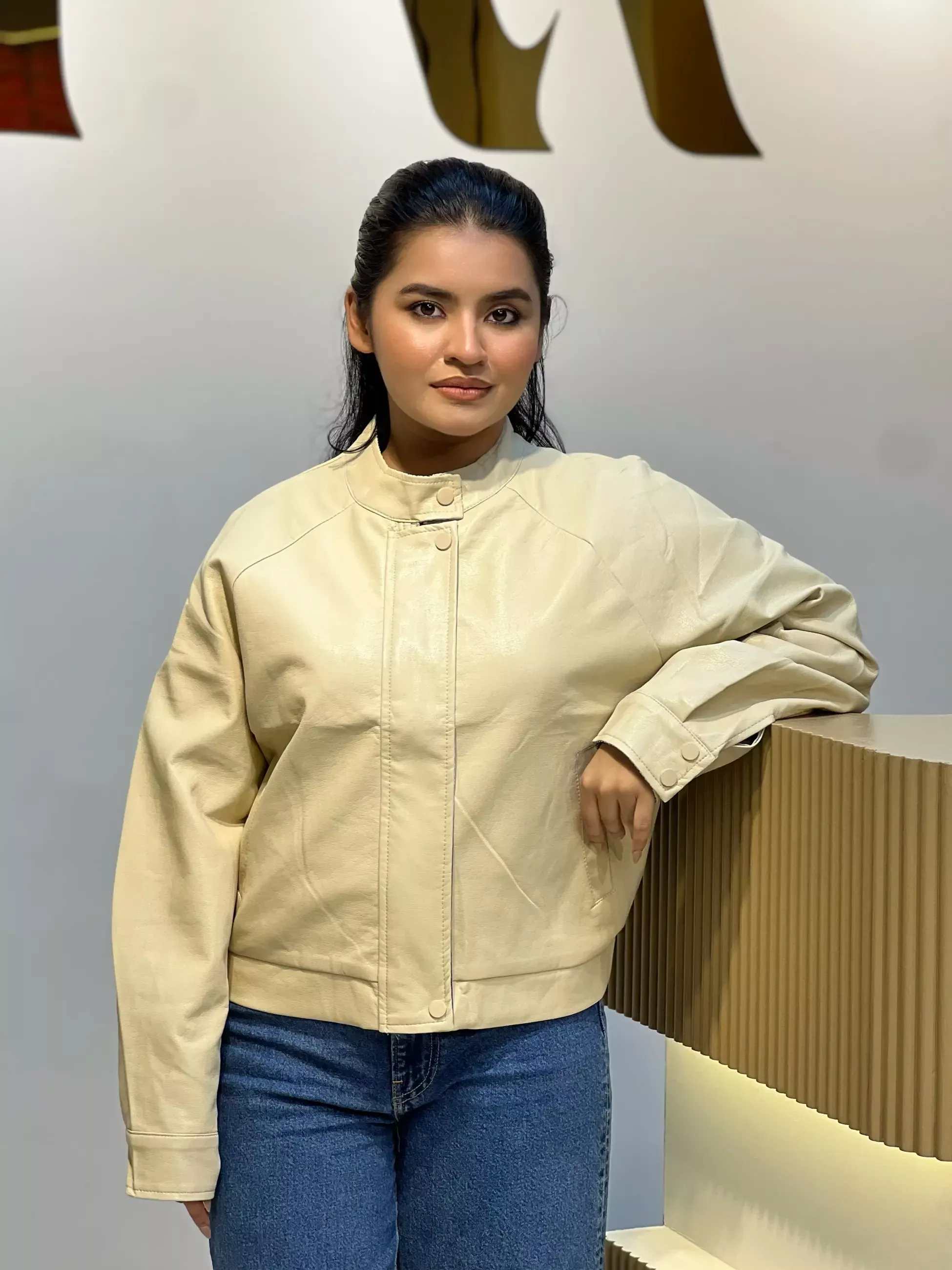 Urban Edge PU Leather Jacket-9072 (Beige)