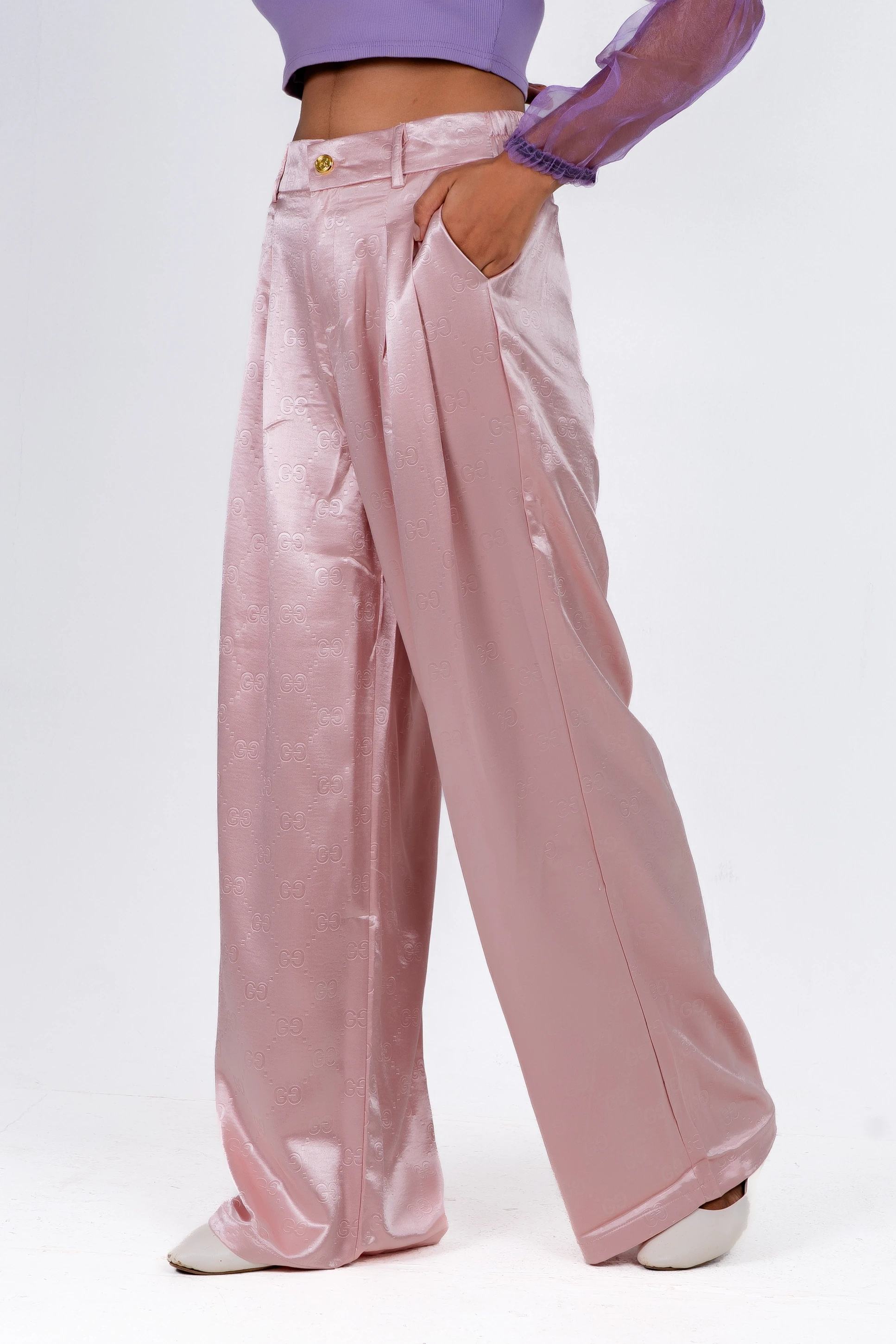 Imported Wide-Leg Palazzo Pant - 558-1 (Pink)
