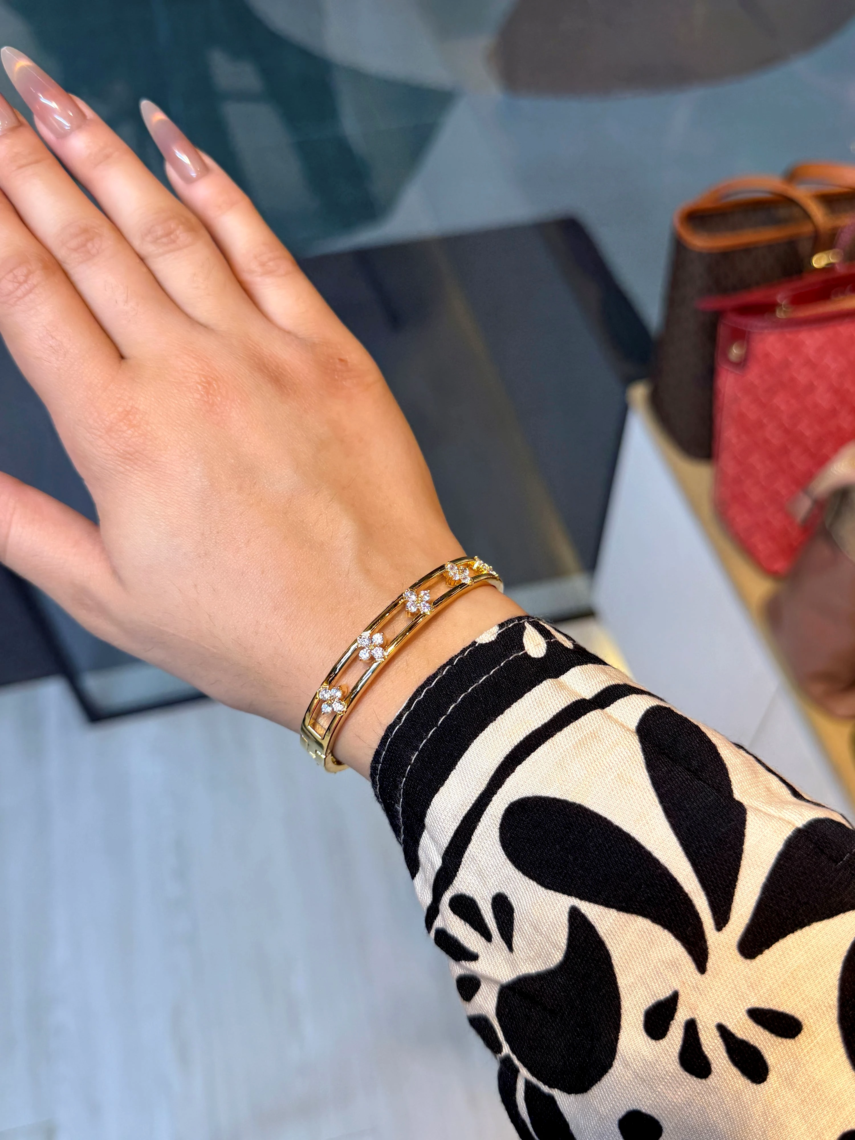 Zircon Stone Imported Bangles - 9214008K011 (Golden)