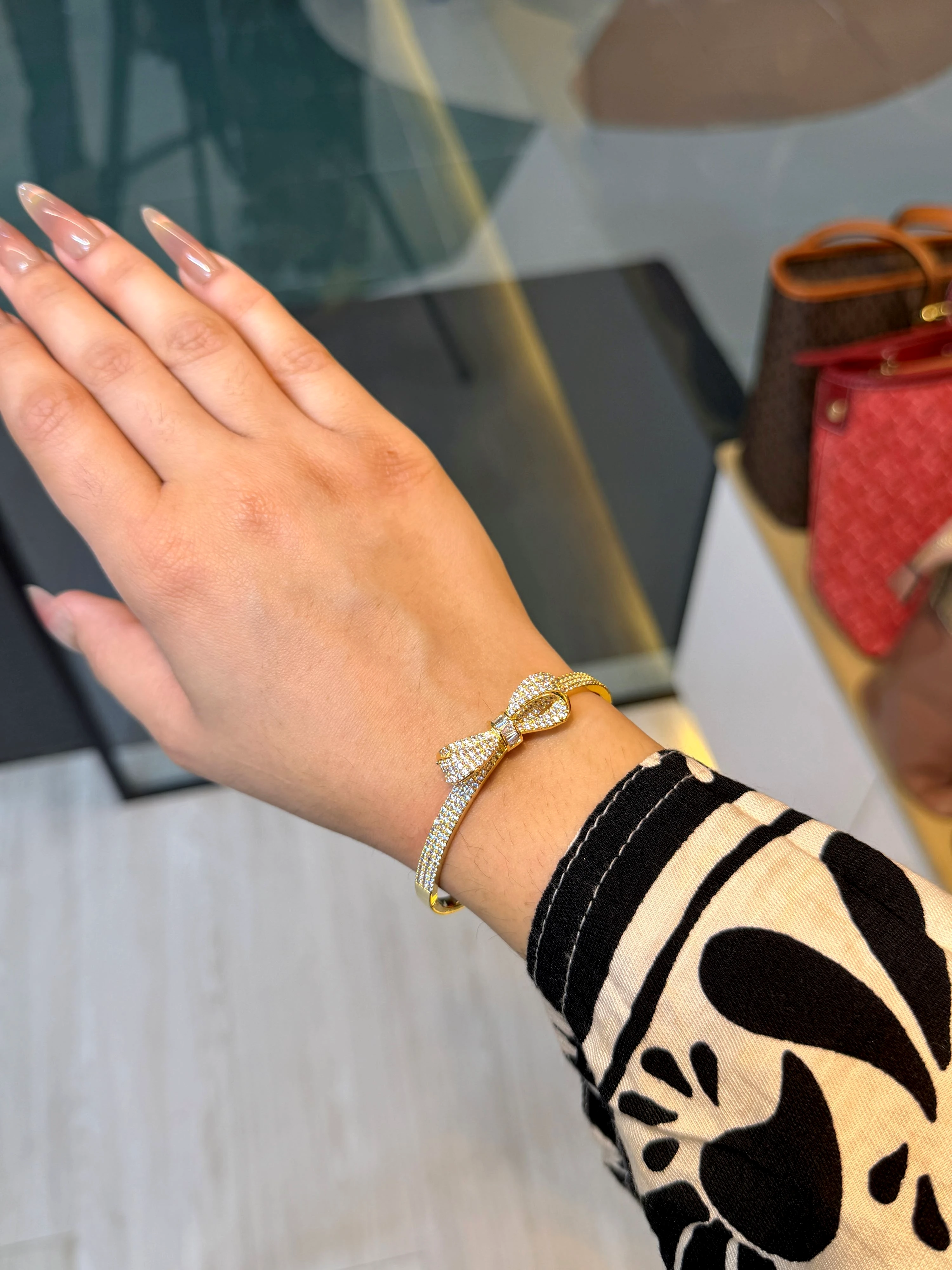 Zircon Stone Imported Bangles - 9108515K011 (Golden)