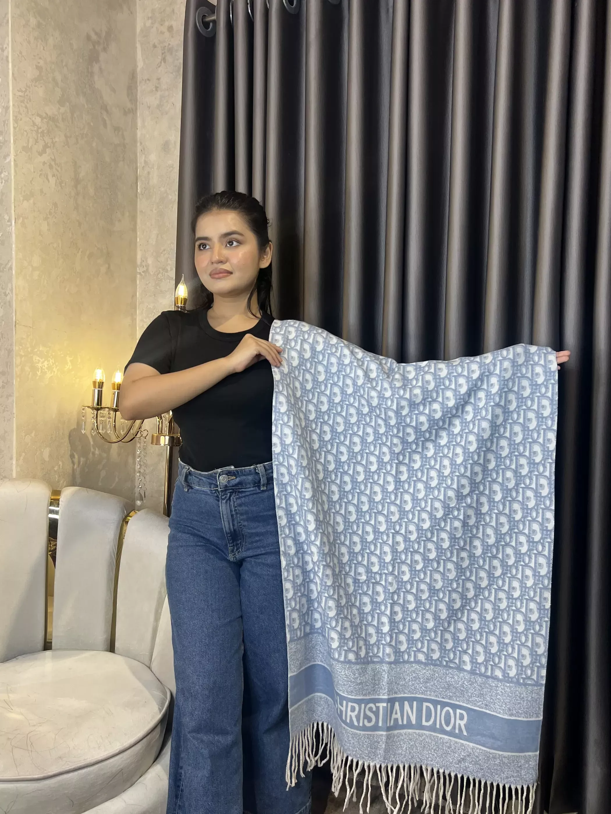 Winter Premium Shawl -CDR-002 (Sky)