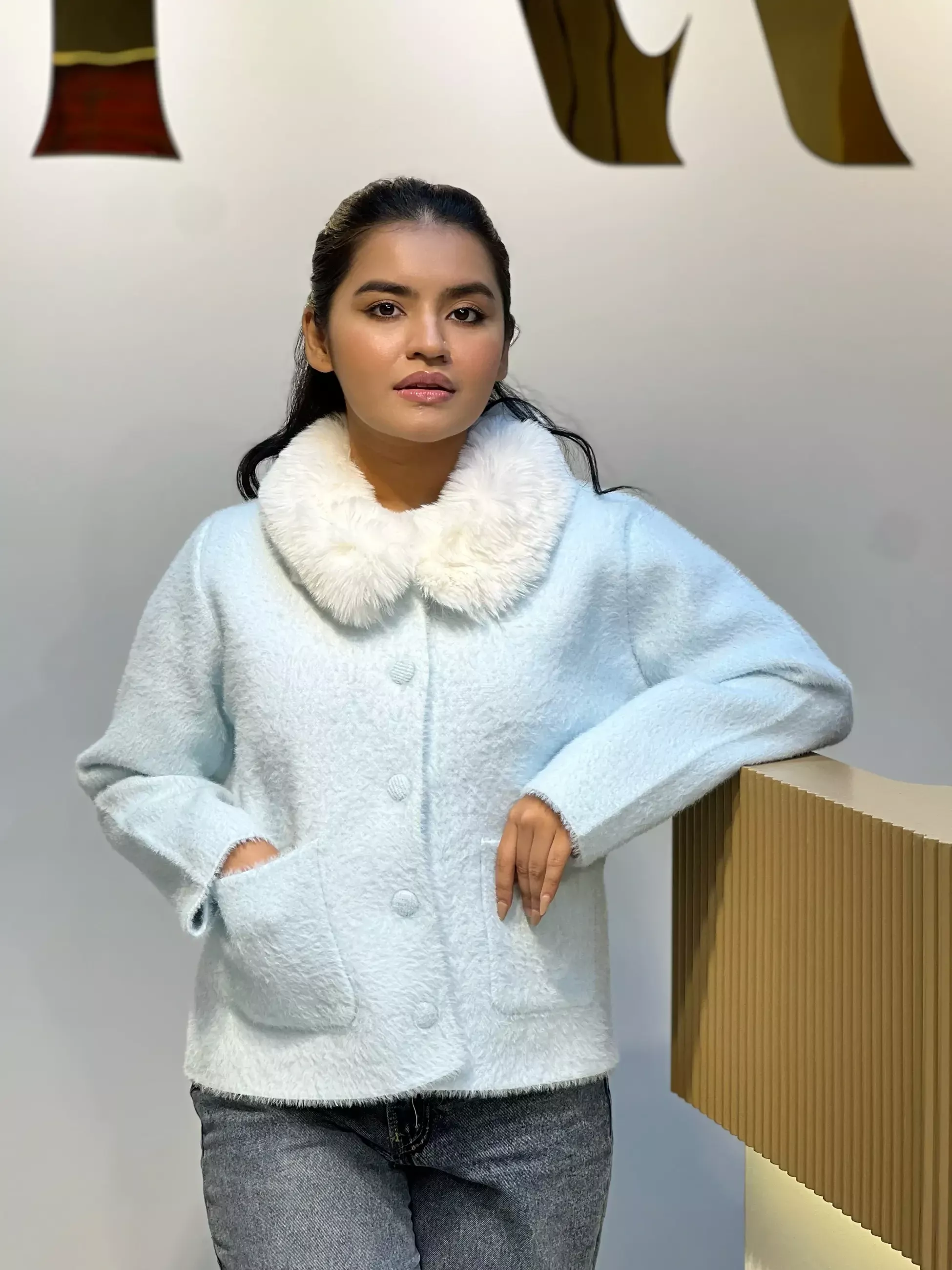 Korean Inspired Ladies Sweater-6160 (Sky)