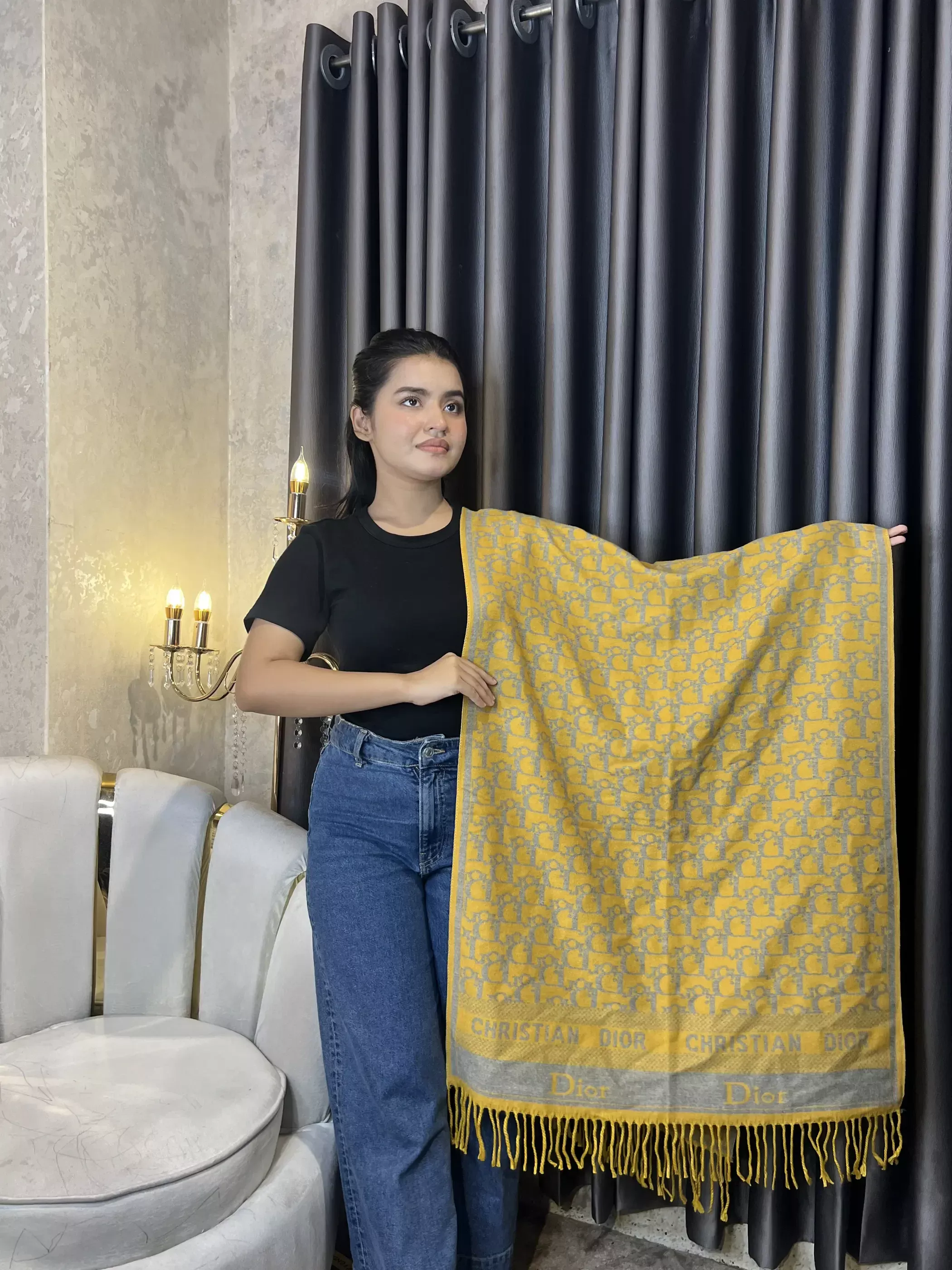 Winter Premium Shawl - CDR-003 (Yellow)