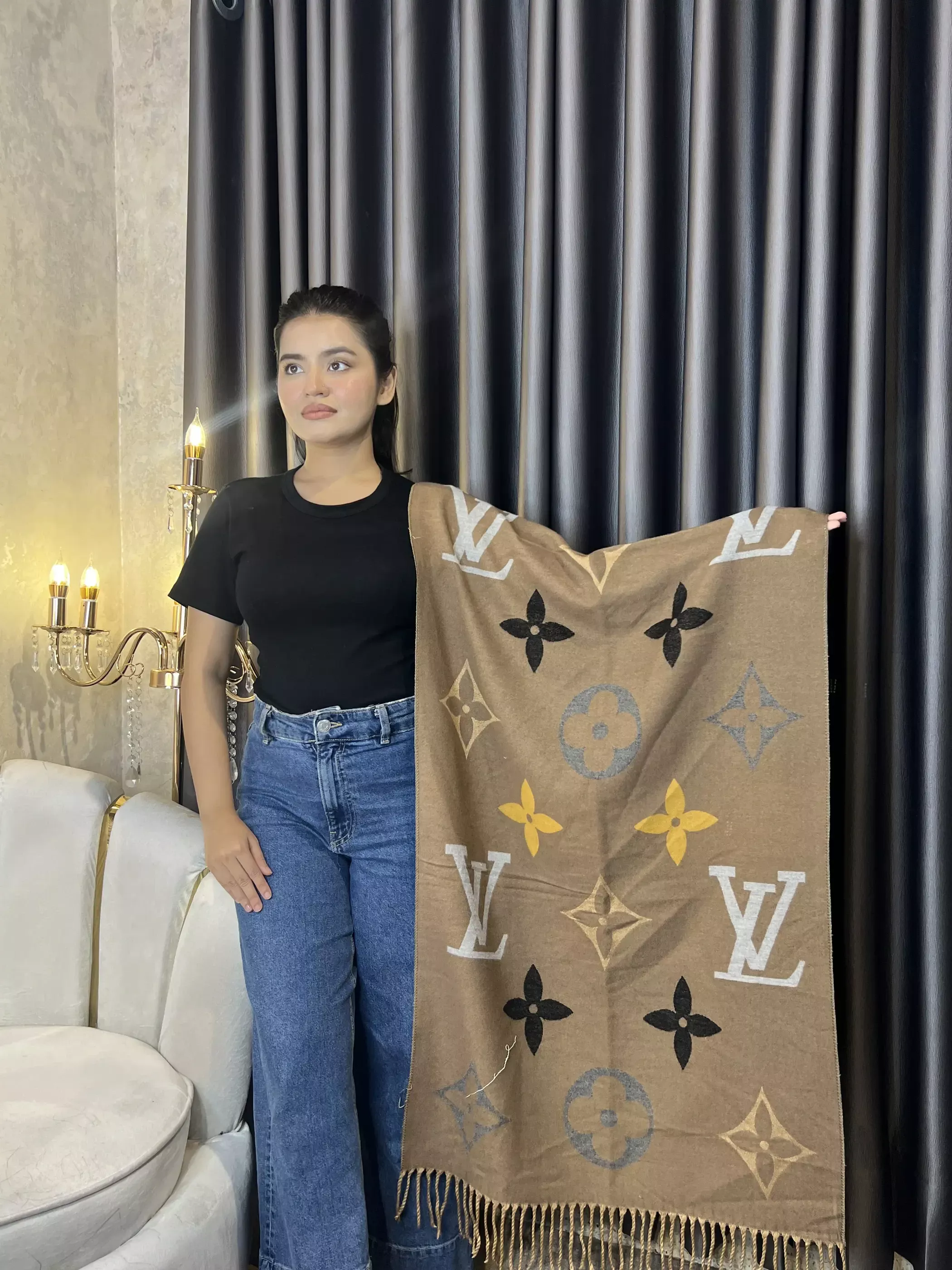 Winter Premium Shawl - LV-004 (Brown)