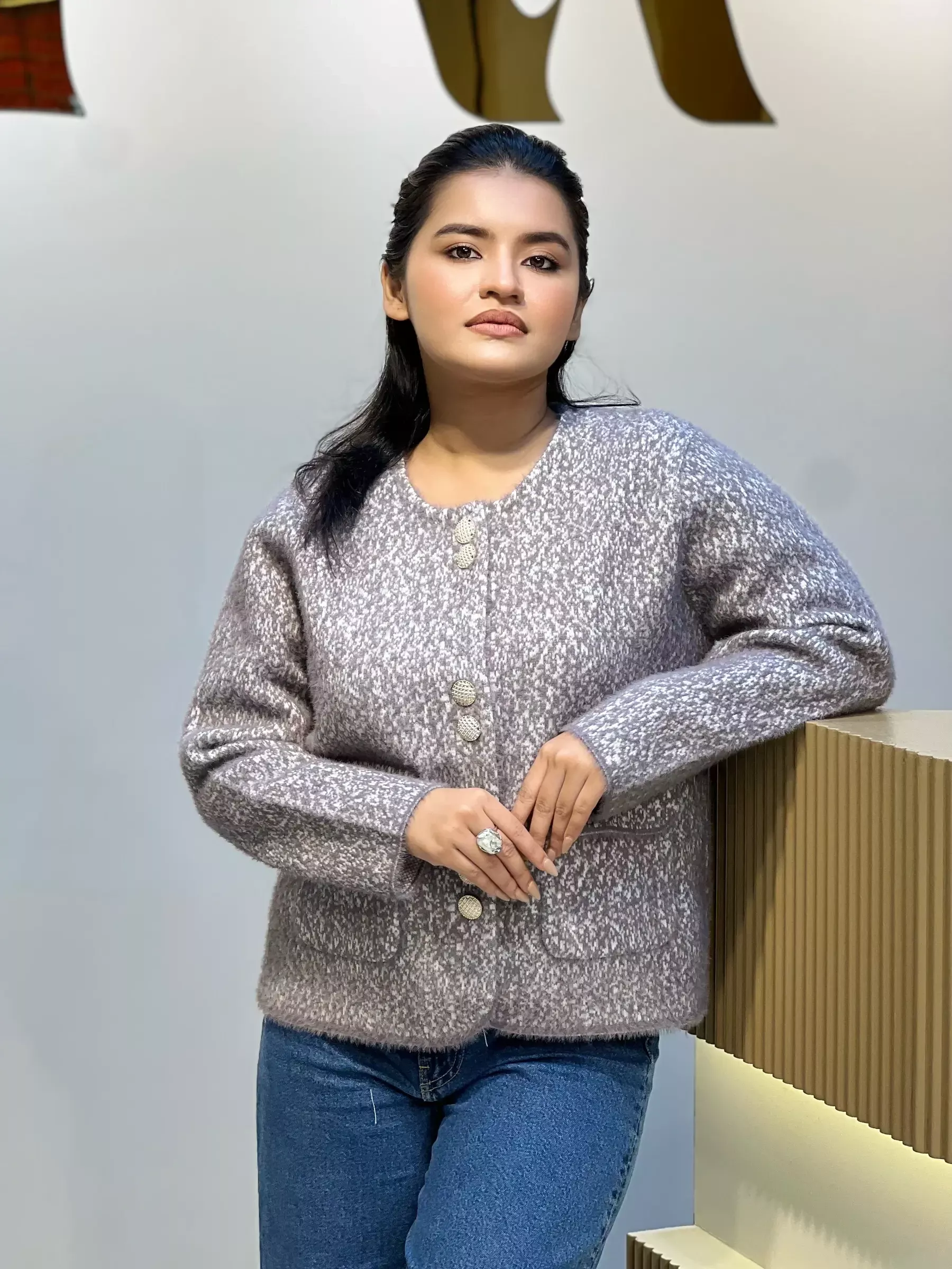 Korean Inspired Ladies Sweater-6189 (Grey)