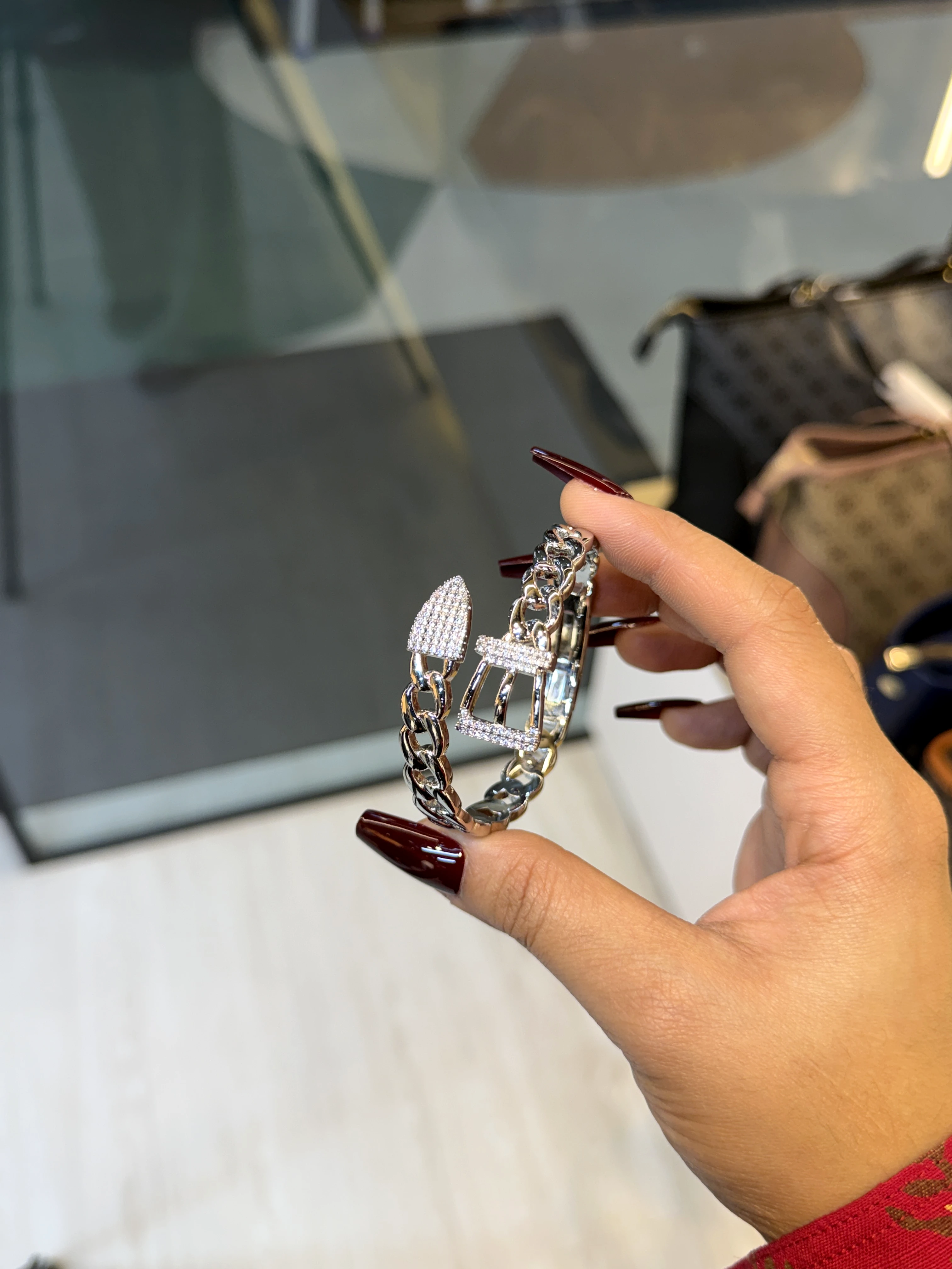 Zircon Stone Imported Bangles - 9108415K811 (Silver)