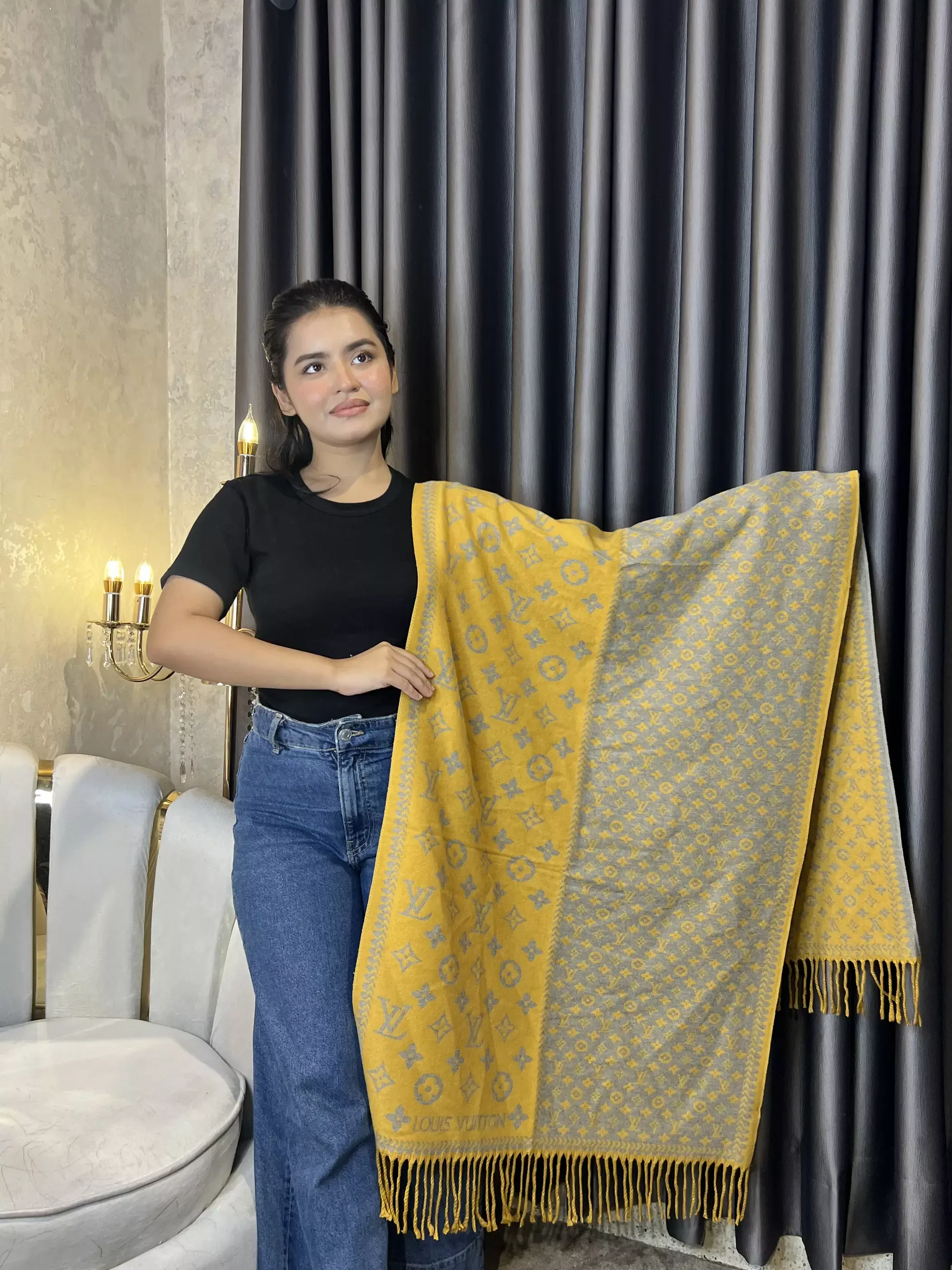 Winter Premium Shawl -LV-018 (Yellow)