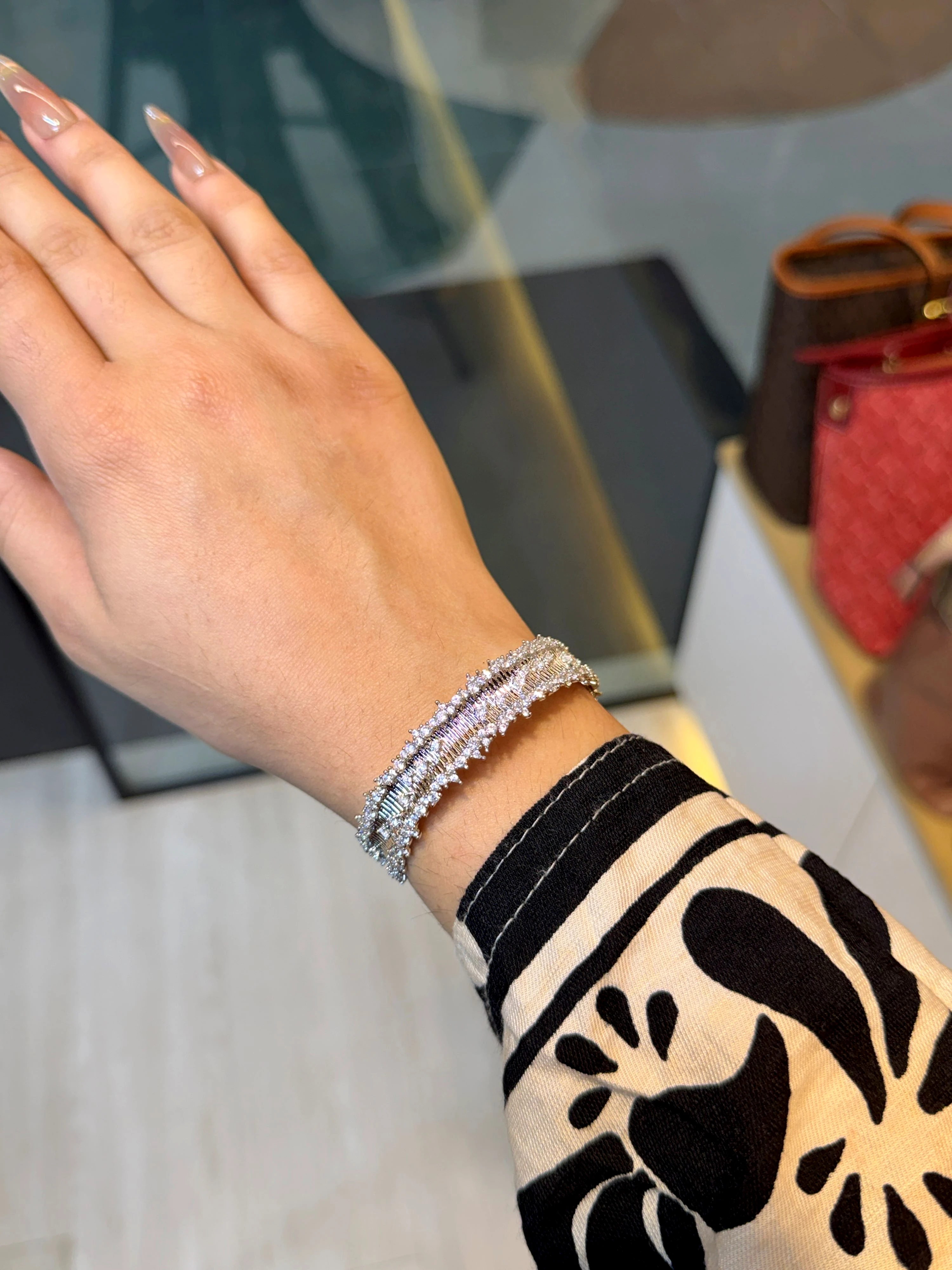 Zircon Stone Imported Bangles - 9109802k011 (Silver)