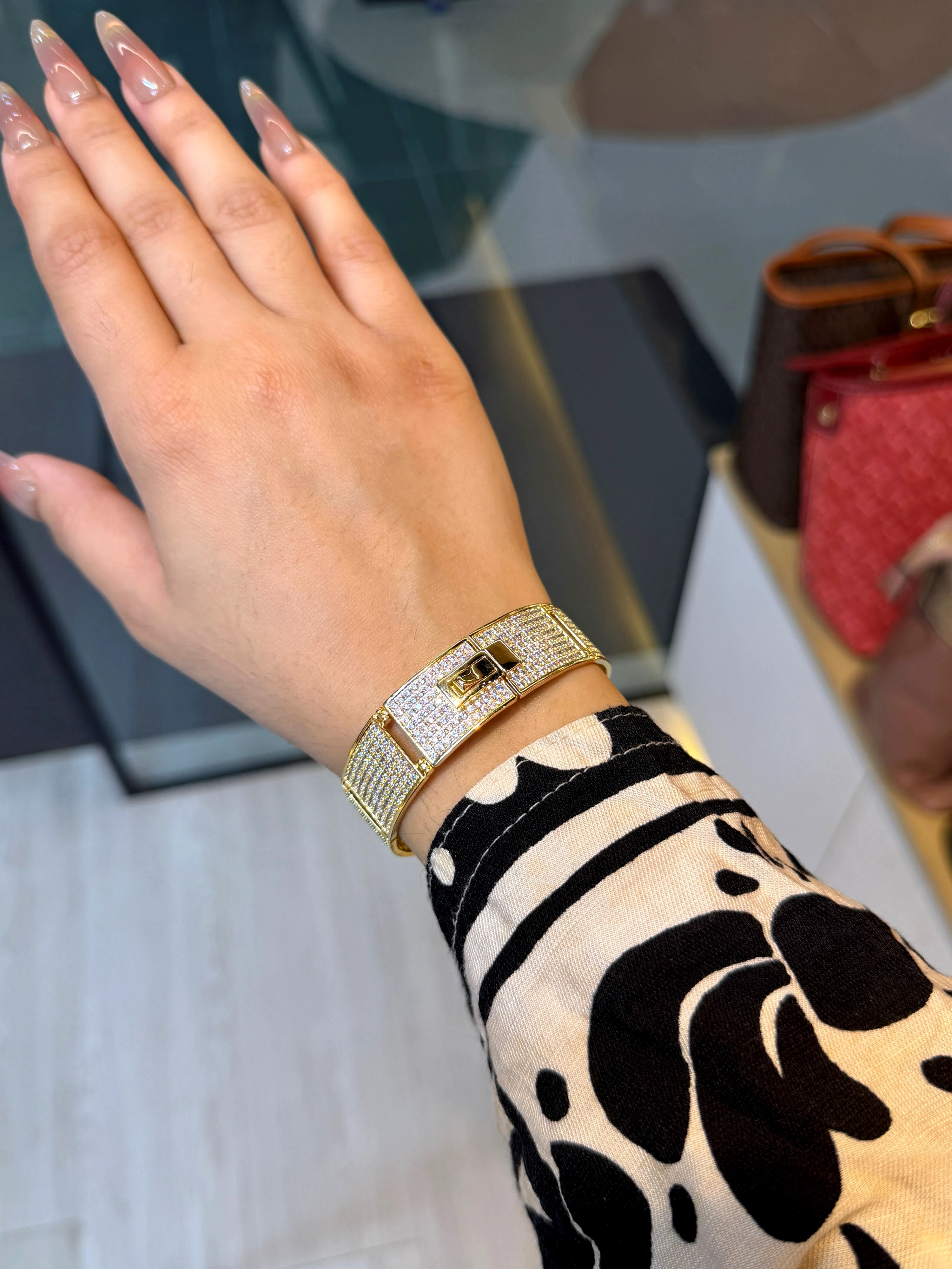 Zircon Stone Imported Bangles - 9107961K011 (Golden)