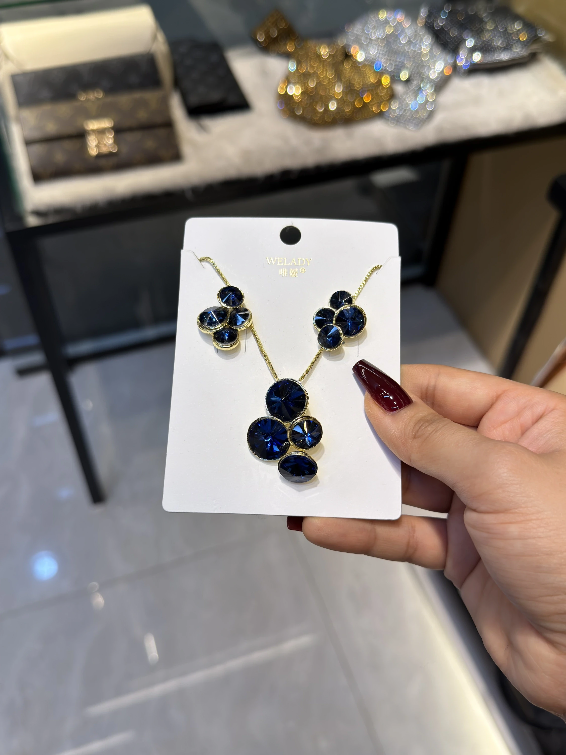 Exclusive Necklace Set – NKS-03 (Dark Blue)