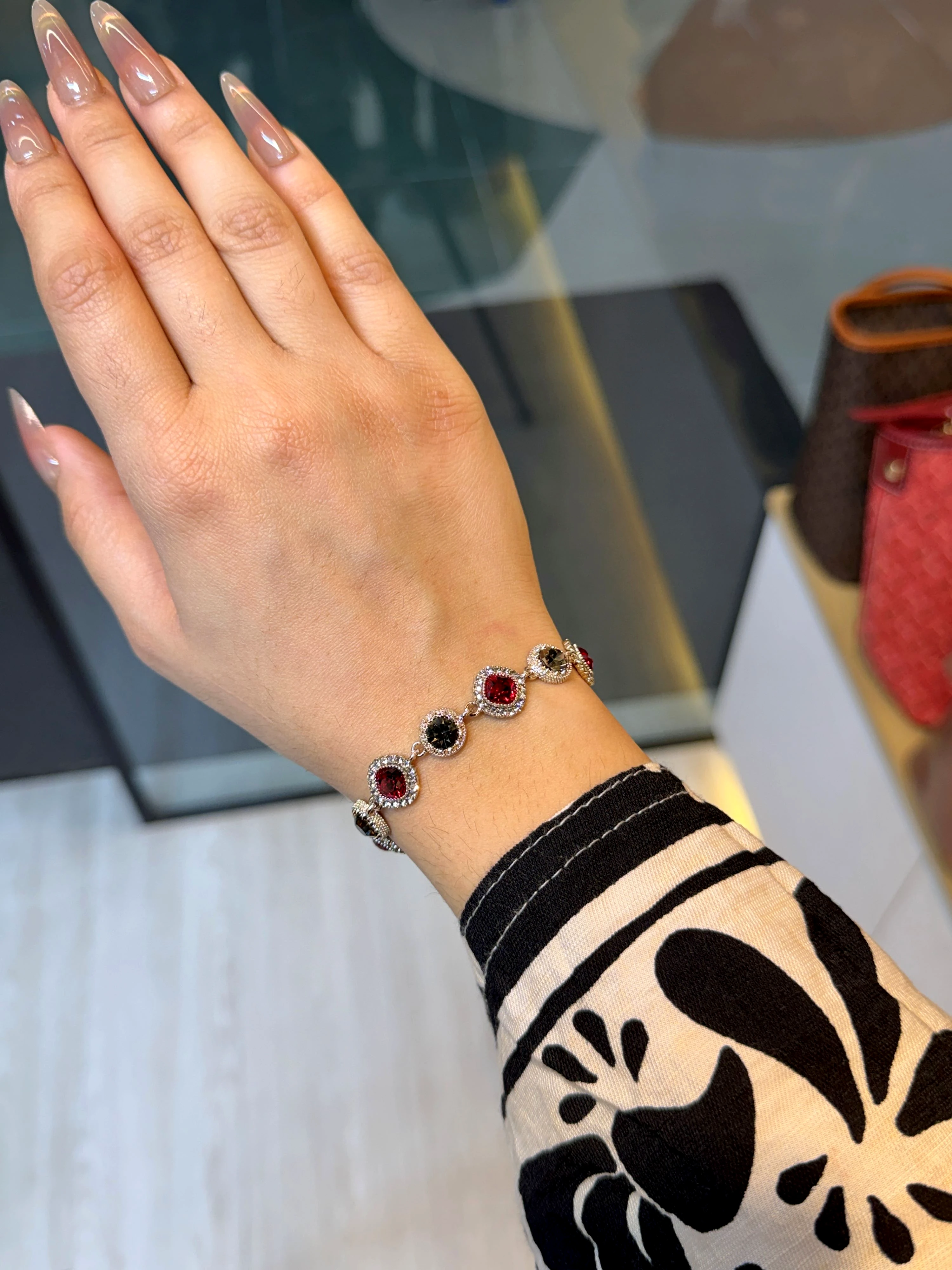 Premium Zircon Stone Bracelet - 9212544K086 (Red/Grey)