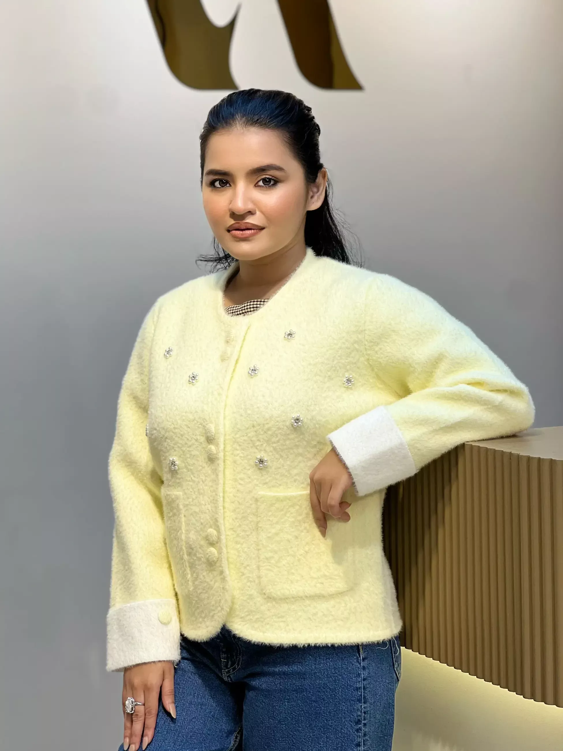 Korean Inspired Ladies Sweater-6165 (Yellow)