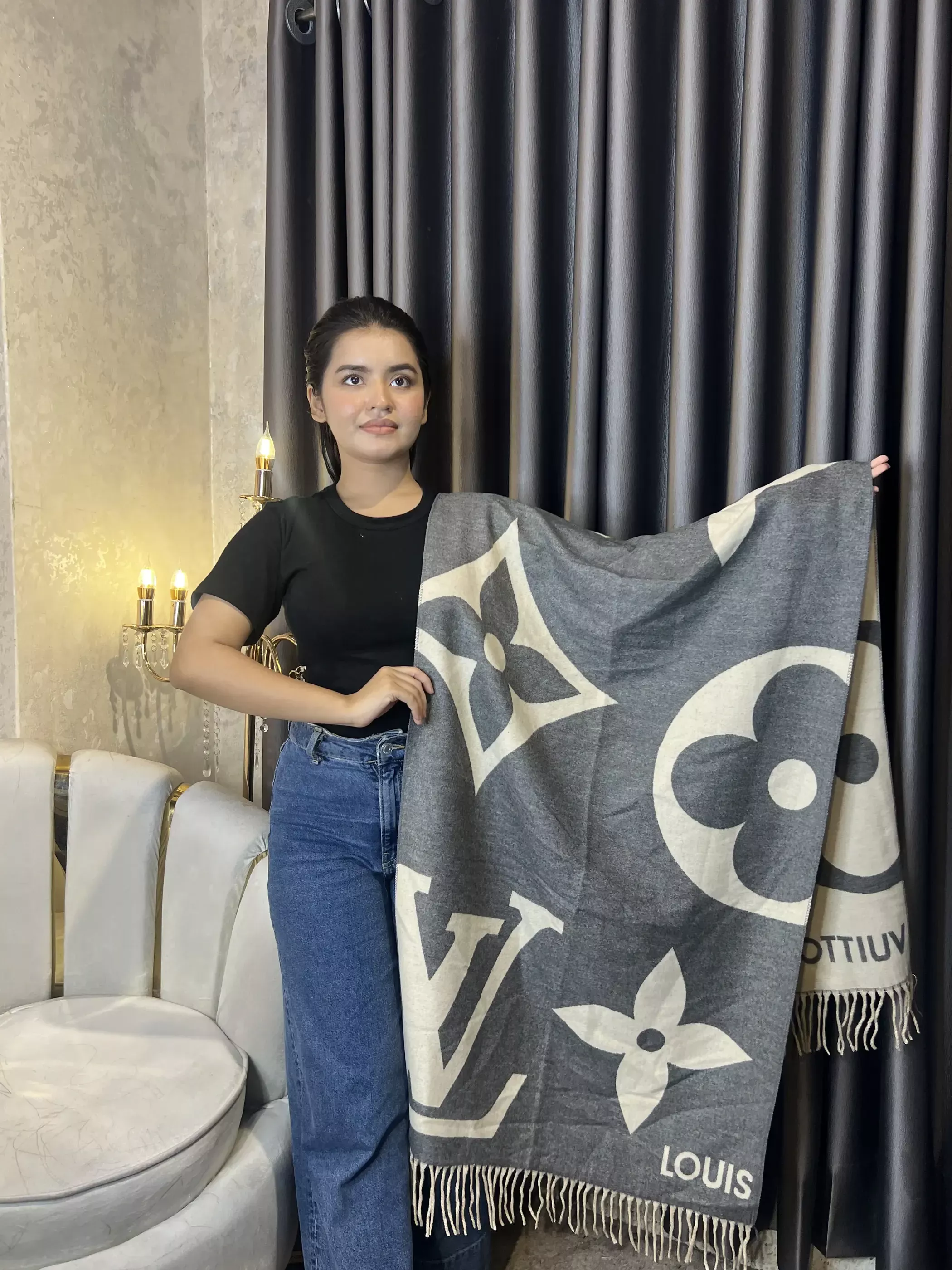 Winter Premium Shawl - LV-009 (Ash)